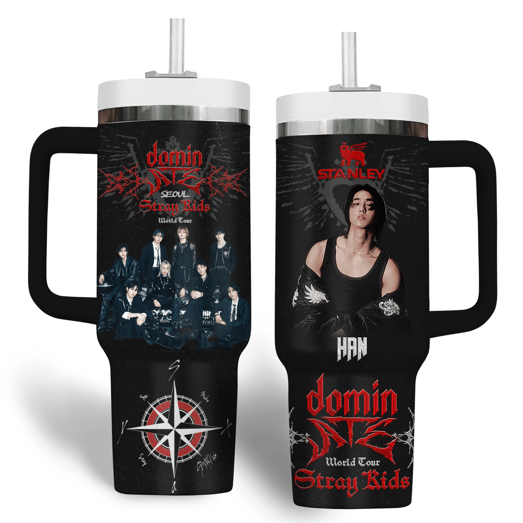 Hydratemerch Stray Kids Music Custom Stanley Quencher 40oz Stainless Steel Tumbler With Handle