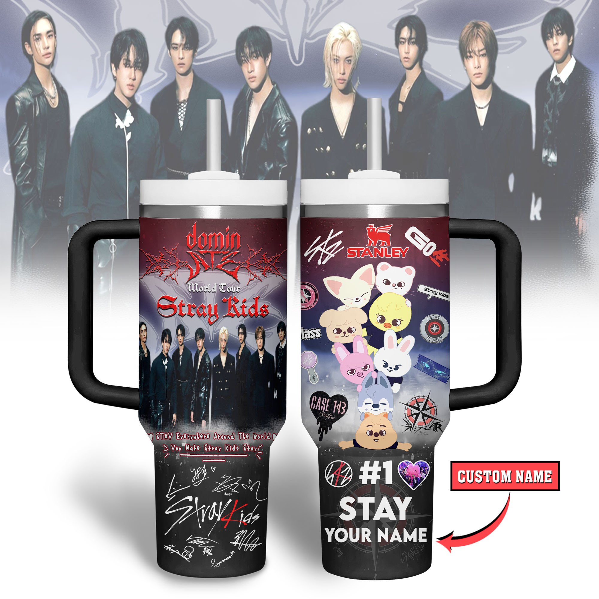 Hydratemerch Stray Kids Music Custom Stanley Quencher 40oz Stainless Steel Tumbler With Handle