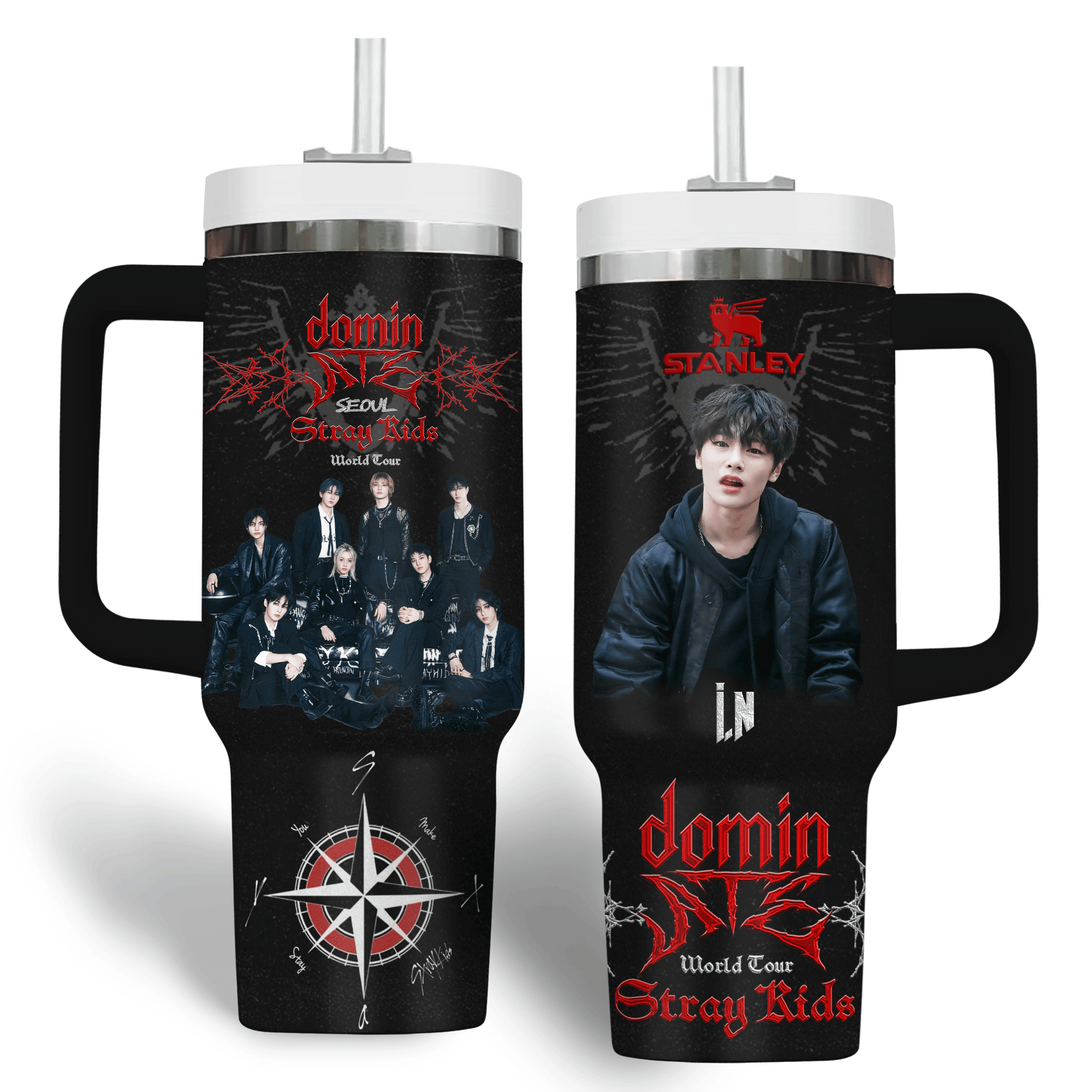 Hydratemerch Stray Kids Music Custom Stanley Quencher 40oz Stainless Steel Tumbler With Handle