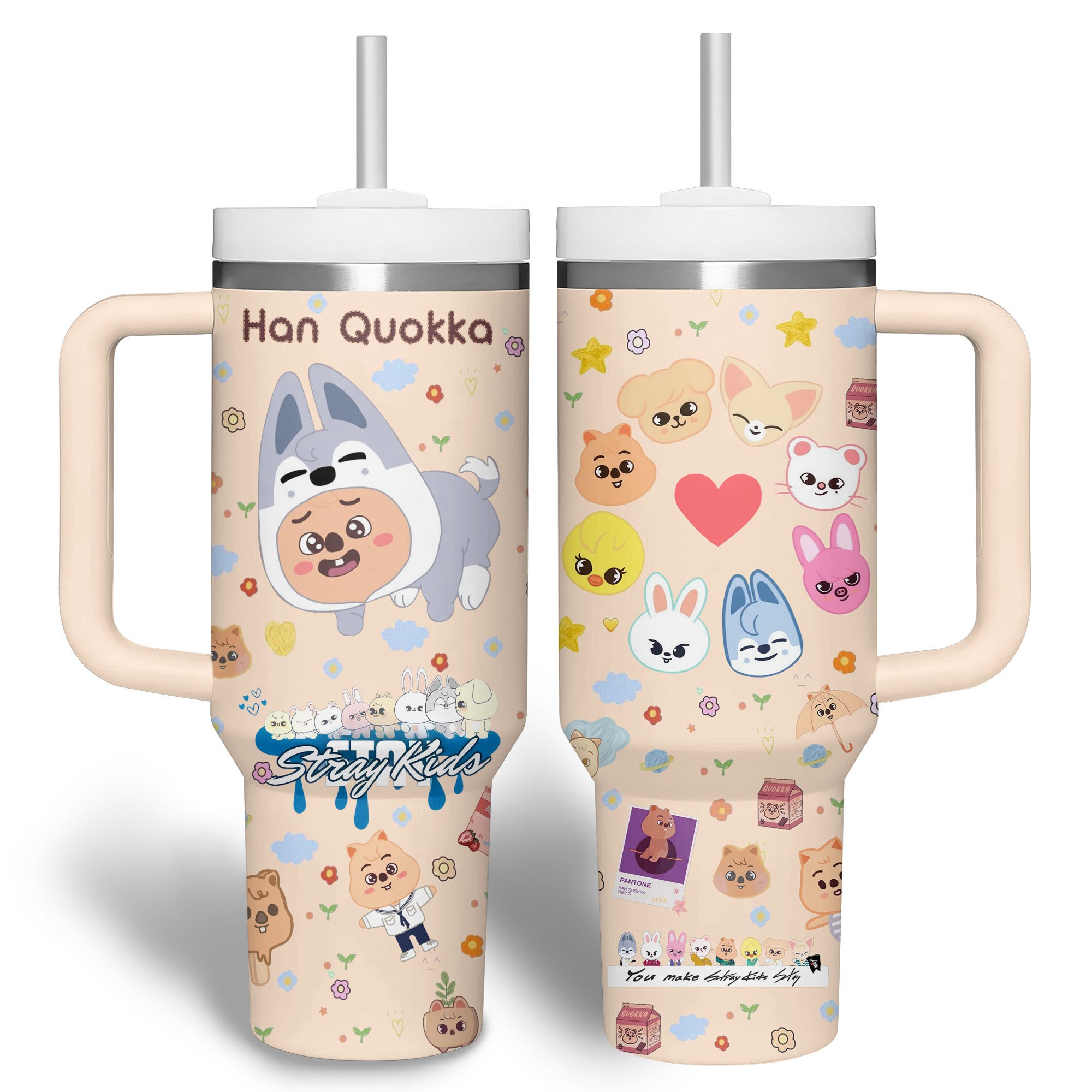 Hydratemerch Stray Kids Music Custom Stanley Quencher 40oz Stainless Steel Tumbler With Handle