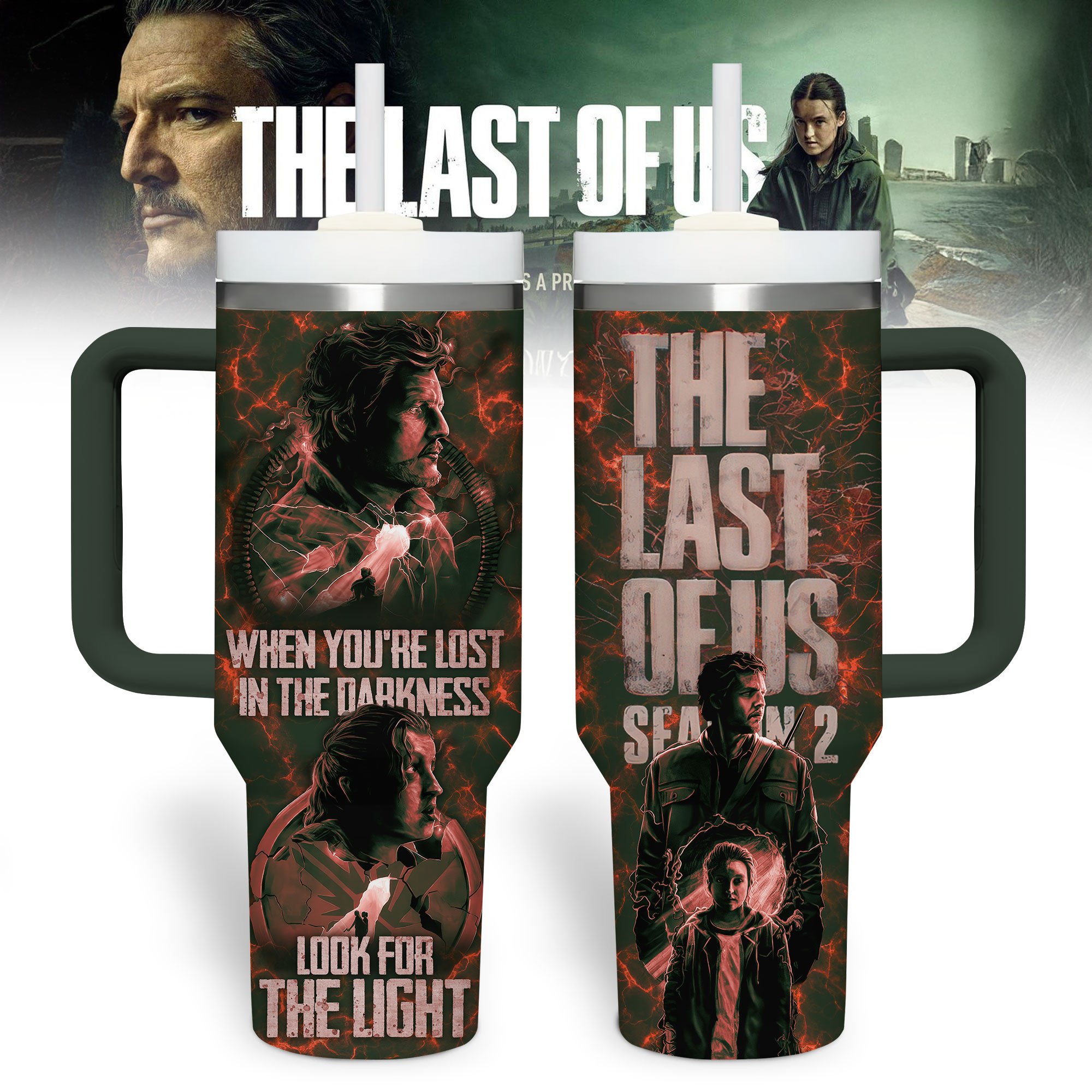 Hydratemerch The Last of Us Games Custom Stanley Quencher 40oz Stainless Steel Tumbler With Handle