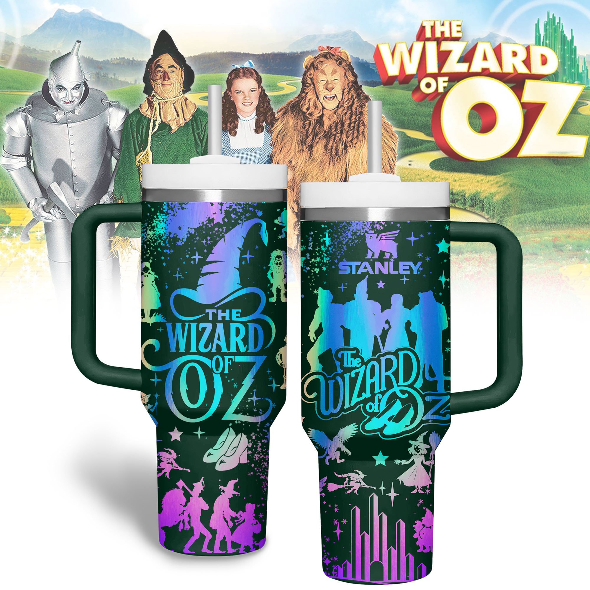 Hydratemerch The Wizard of Oz Movies Custom Stanley Quencher 40oz Stainless Steel Tumbler With Handle