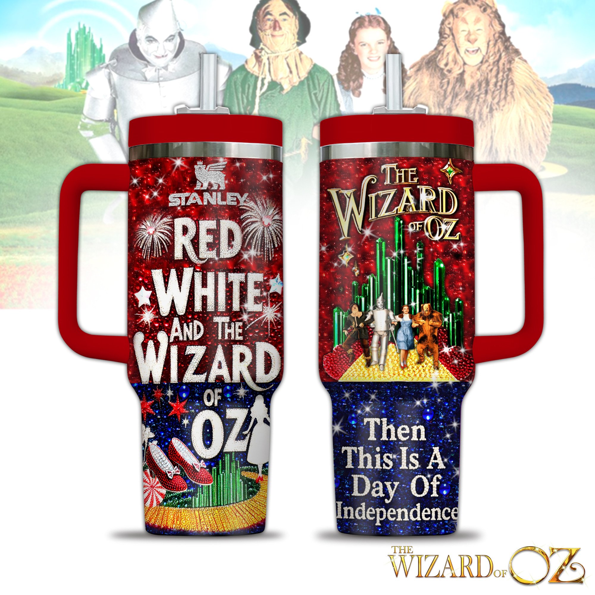 Hydratemerch The Wizard of Oz Movies Custom Stanley Quencher 40oz Stainless Steel Tumbler With Handle