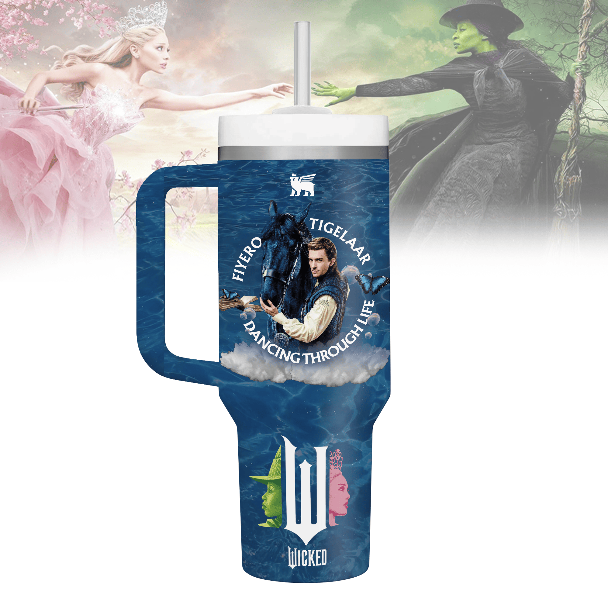 Hydratemerch Wicked Movies Custom Stanley Quencher 40oz Stainless Steel Tumbler With Handle