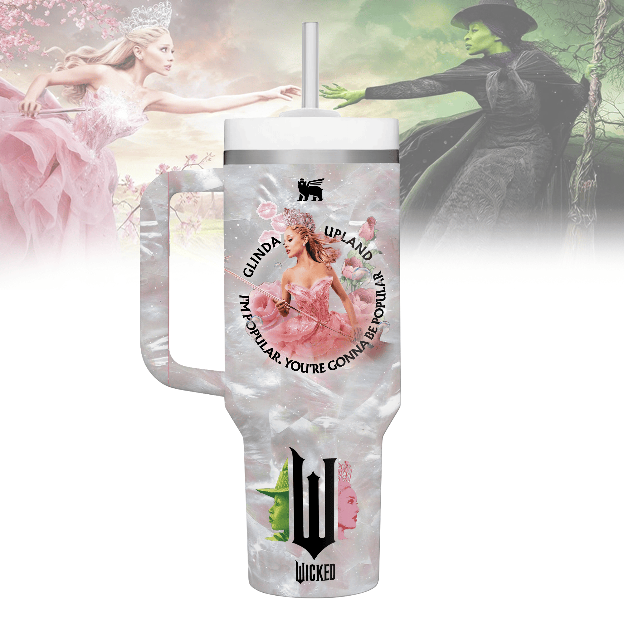 Hydratemerch Wicked Movies Custom Stanley Quencher 40oz Stainless Steel Tumbler With Handle