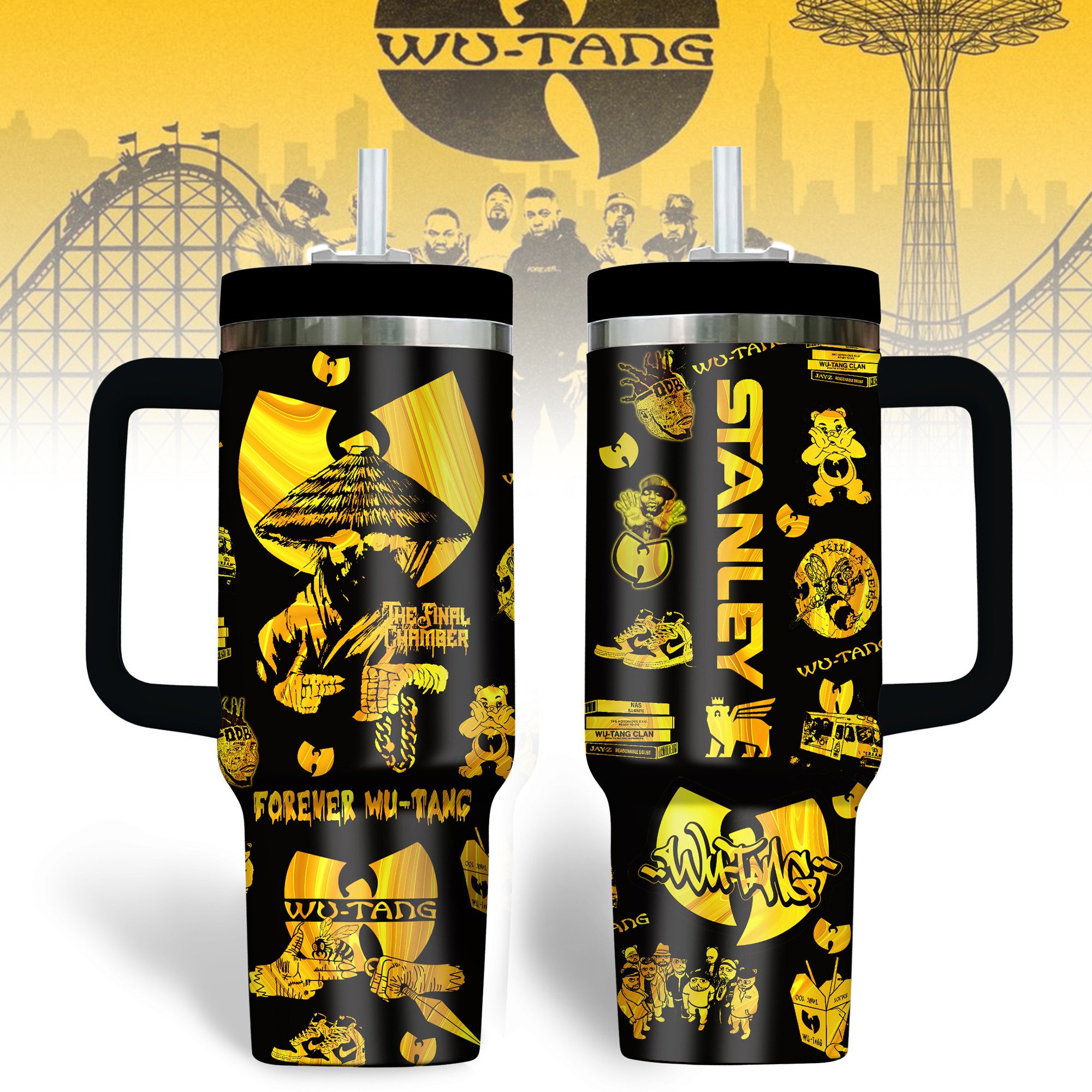 Hydratemerch Wu-Tang Clan Music Custom Stanley Quencher 40oz Stainless Steel Tumbler With Handle