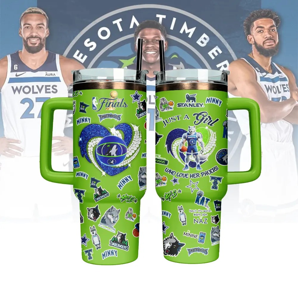 Hydratemerch Minnesota Timberwolves NBA Custom Stanley Quencher 40oz Stainless Steel Tumbler With Handle