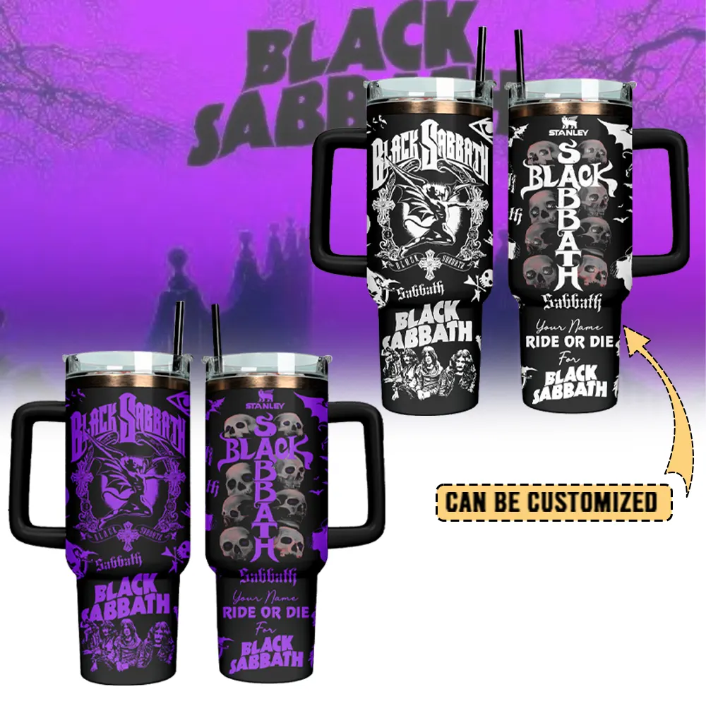 Hydratemerch Ozzy Osbourne Music Custom Stanley Quencher 40oz Stainless Steel Tumbler With Handle