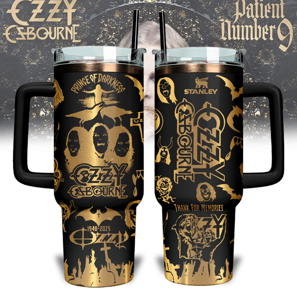 Hydratemerch Ozzy Osbourne Music Custom Stanley Quencher 40oz Stainless Steel Tumbler With Handle