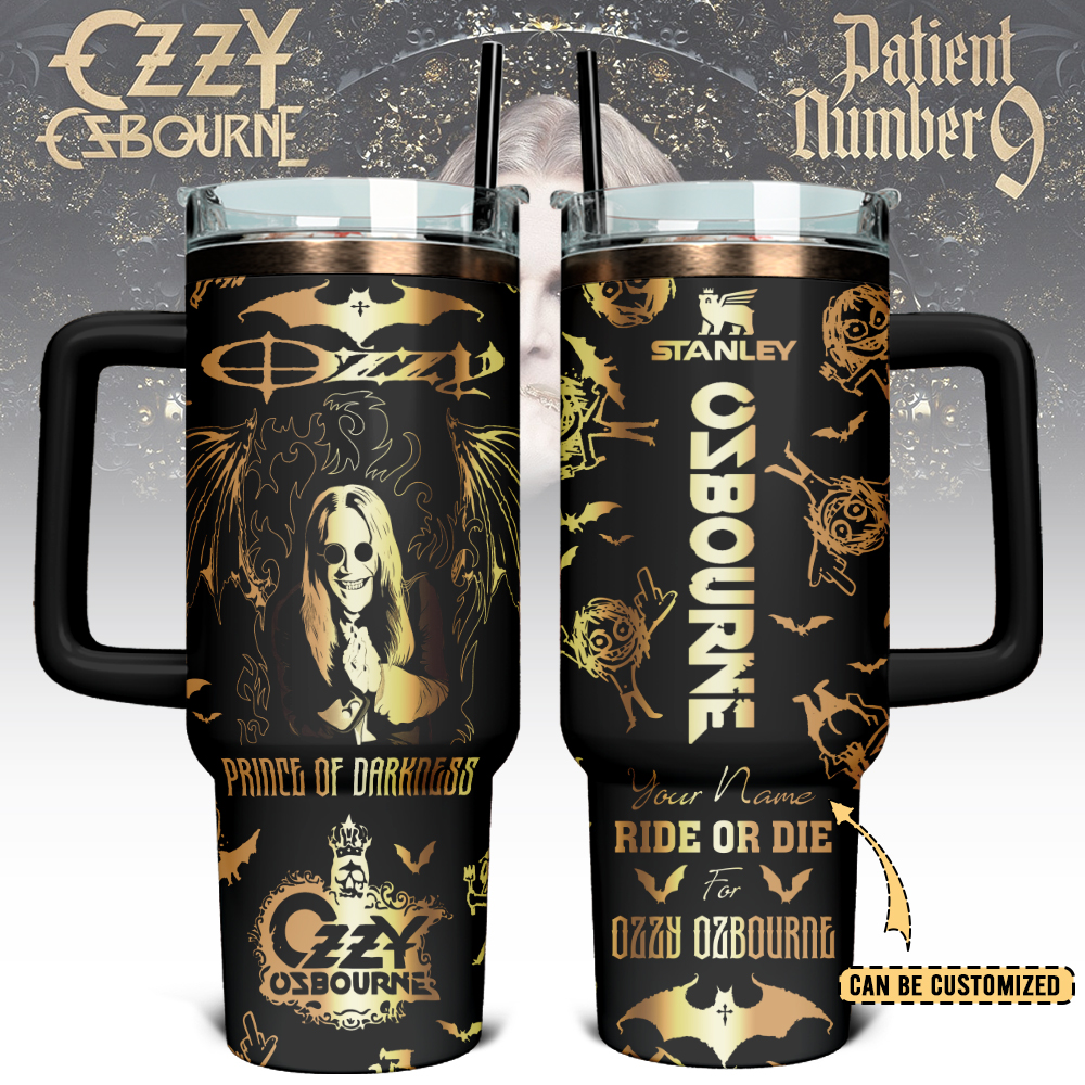 Hydratemerch Ozzy Osbourne Music Custom Stanley Quencher 40oz Stainless Steel Tumbler With Handle
