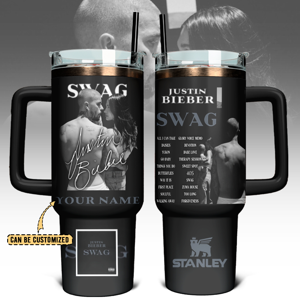 Hydratemerch Justin Bieber Music Custom Stanley Quencher 40oz Stainless Steel Tumbler With Handle