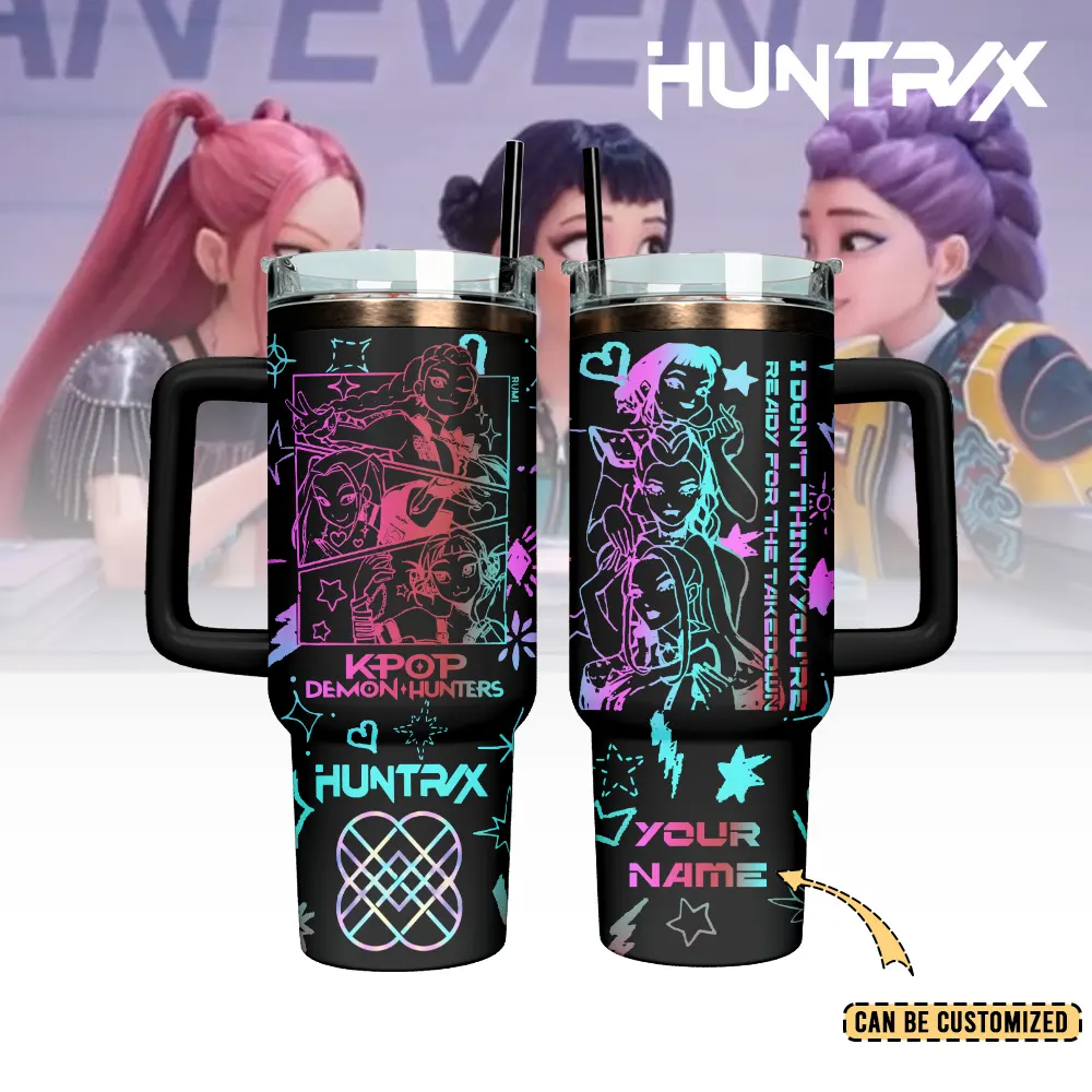 Hydratemerch Huntrix x Kpop Demon Hunters Music Custom Stanley Quencher 40oz Stainless Steel Tumbler With Handle
