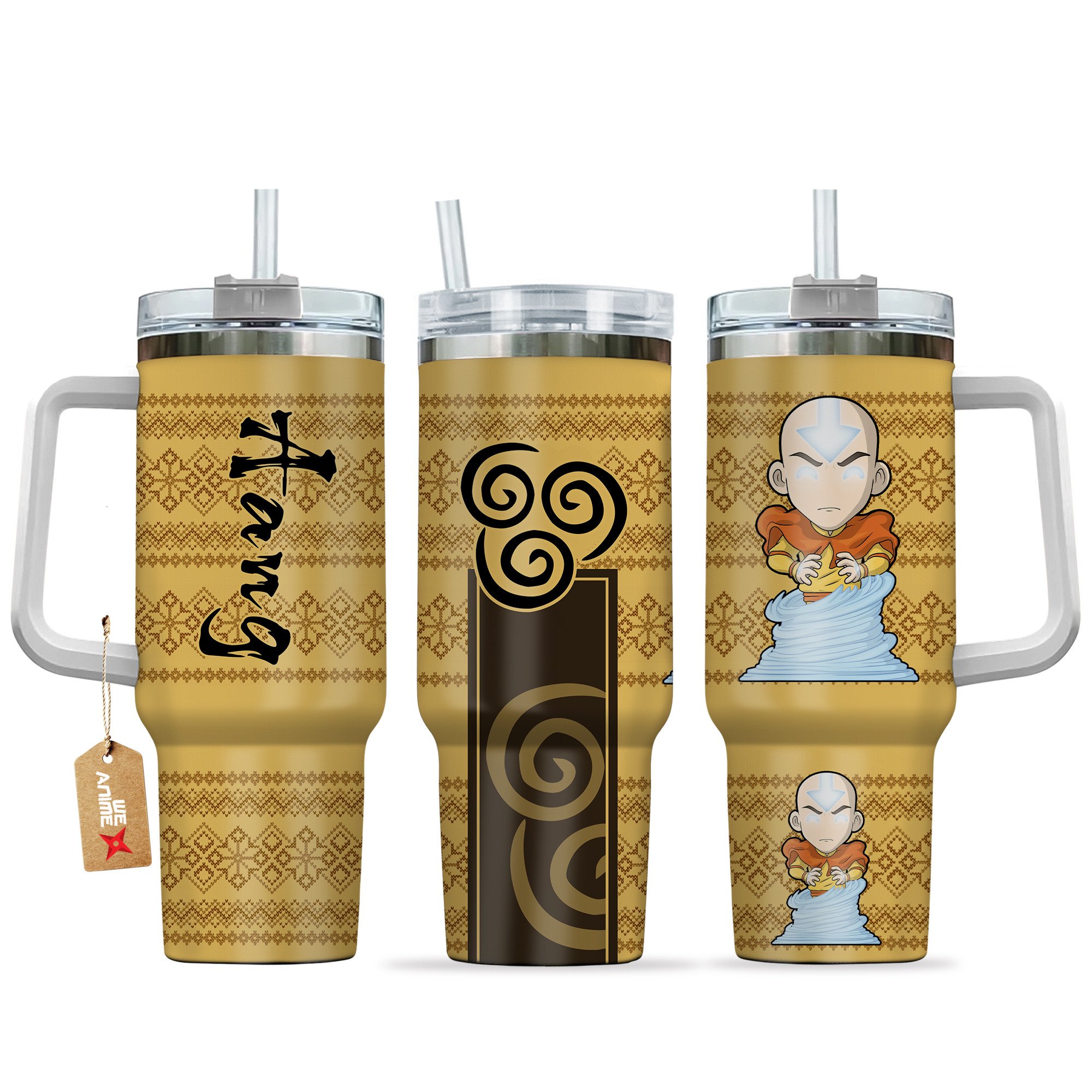 Hydratemerch Aang Avatar Anime Custom Stanley Quencher 40oz Stainless Steel Tumbler With Handle