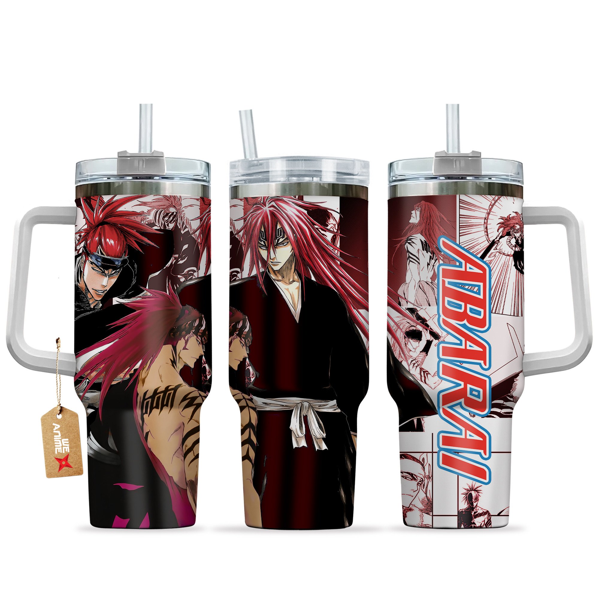 Hydratemerch Abarai Renji Bleach Anime Custom Stanley Quencher 40oz Stainless Steel Tumbler With Handle