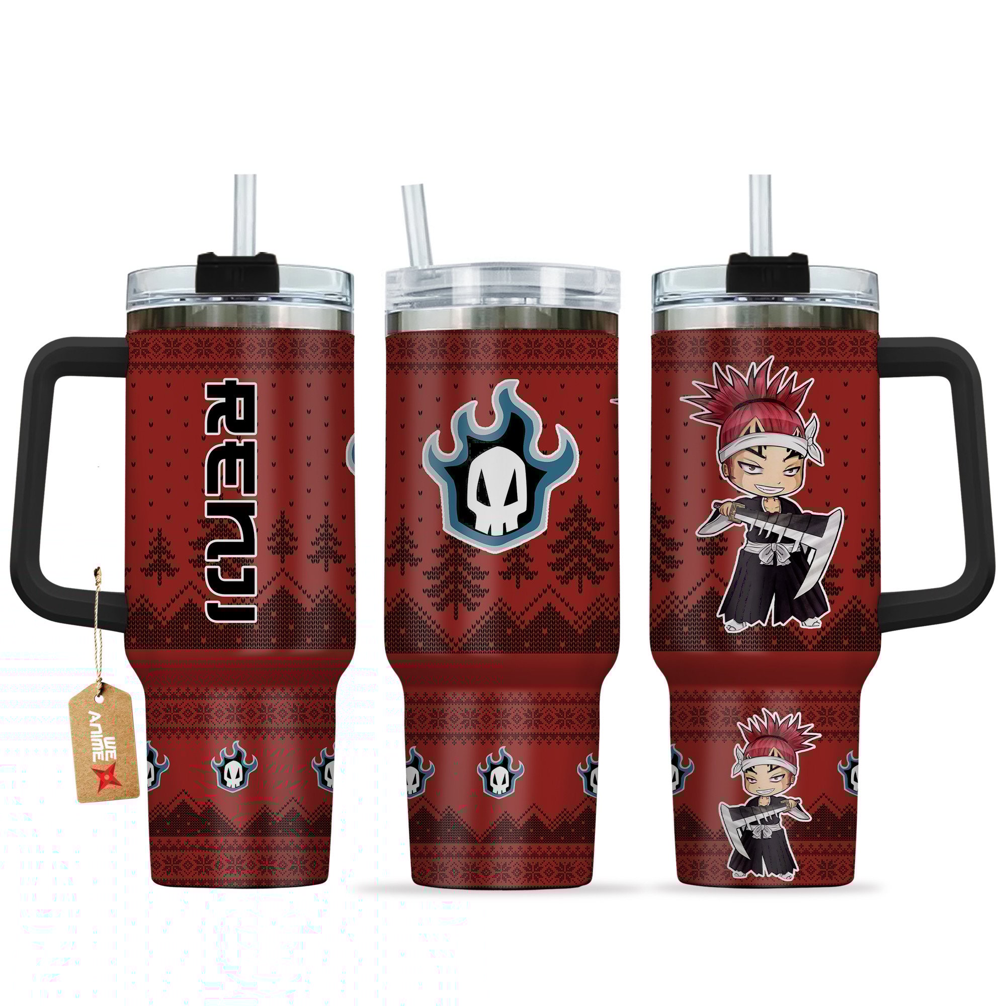Hydratemerch Abarai Renji Bleach Anime Custom Stanley Quencher 40oz Stainless Steel Tumbler With Handle
