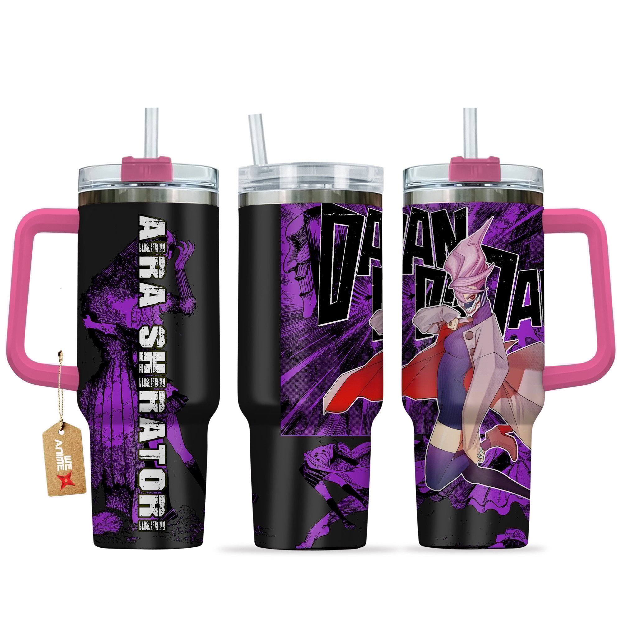 Hydratemerch Aira Shiratori Dandadan Anime Custom Stanley Quencher 40oz Stainless Steel Tumbler With Handle