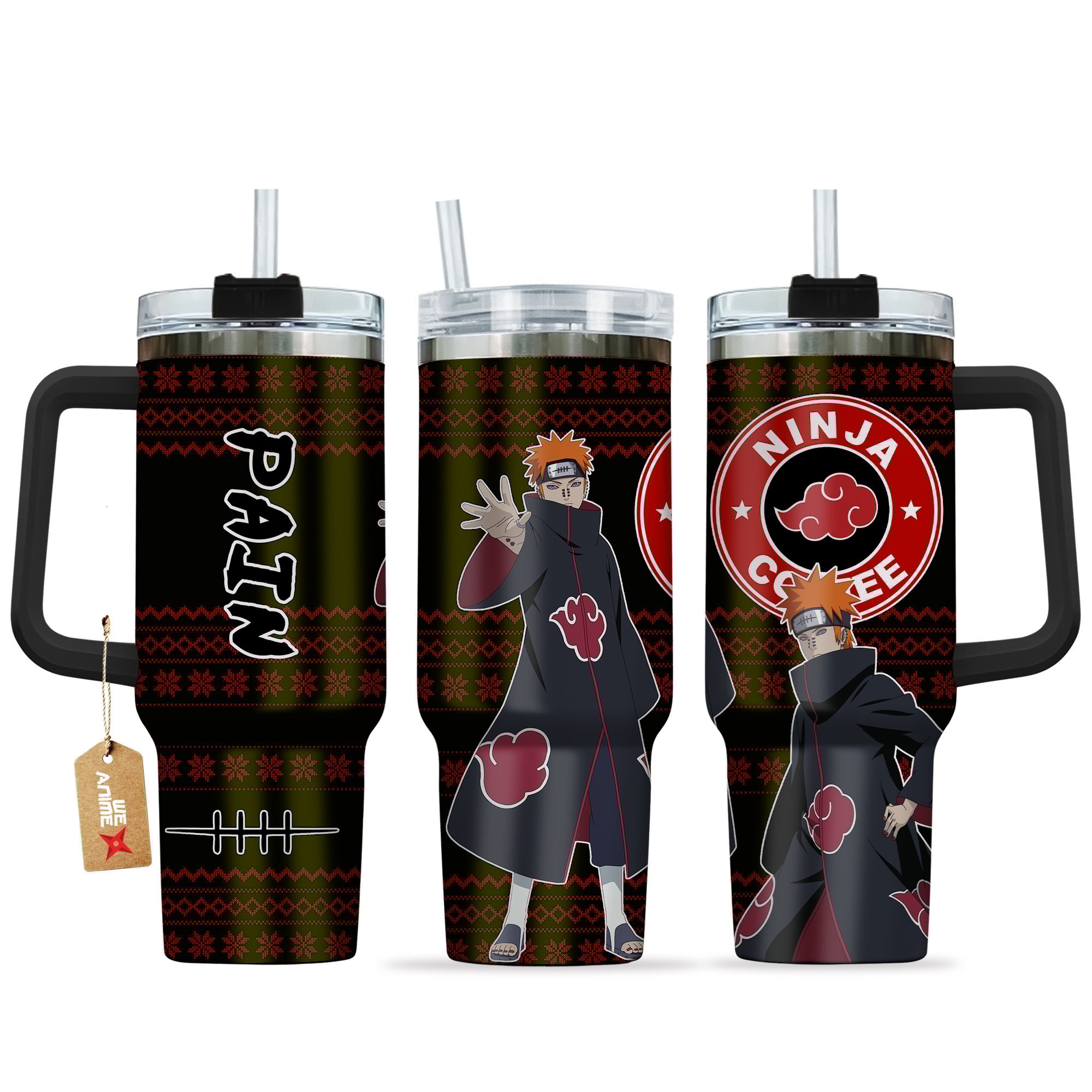 Hydratemerch Akatsuki Pain Naruto Anime Custom Stanley Quencher 40oz Stainless Steel Tumbler With Handle