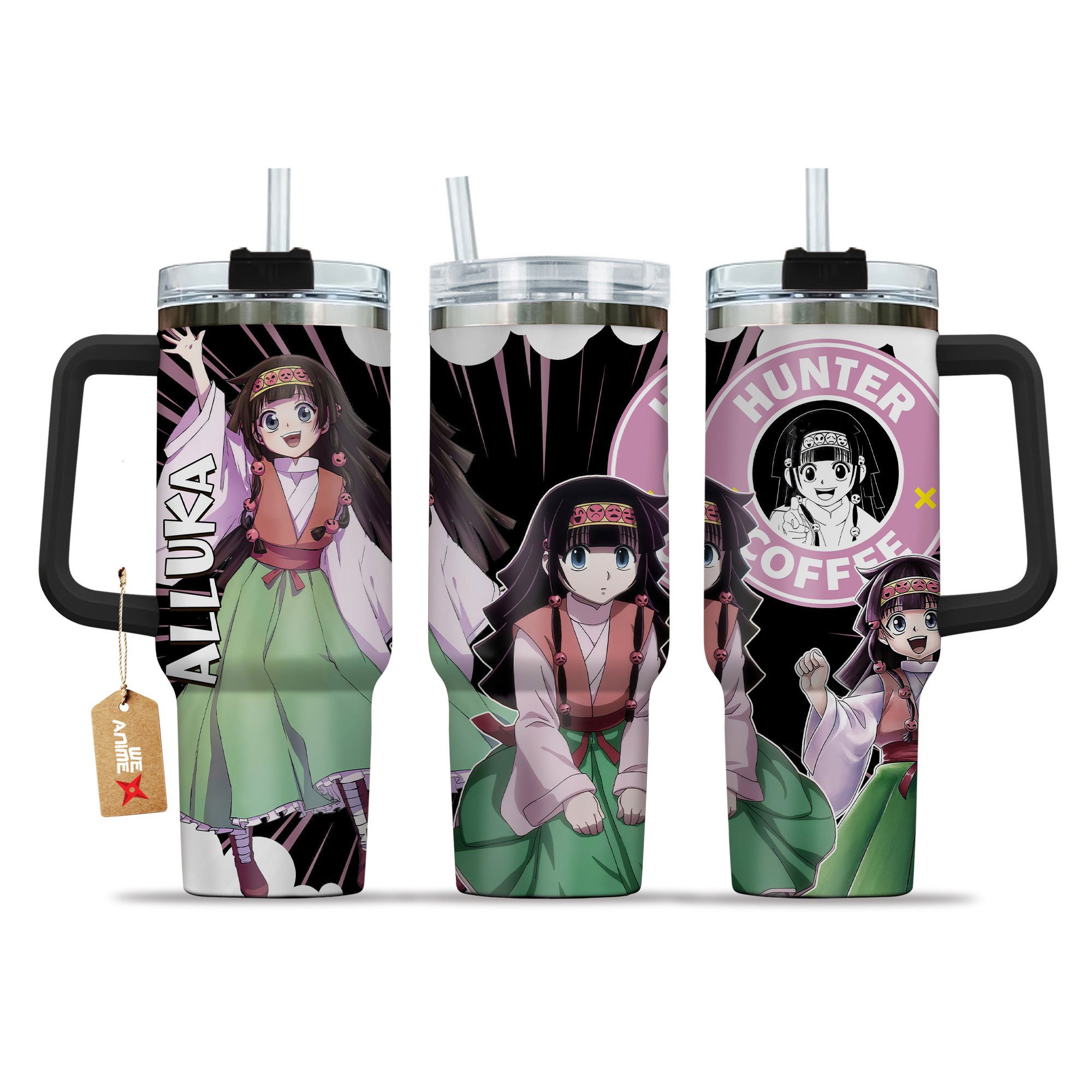 Hydratemerch Alluka Zoldyck Hunter x Hunter Anime Custom Stanley Quencher 40oz Stainless Steel Tumbler With Handle