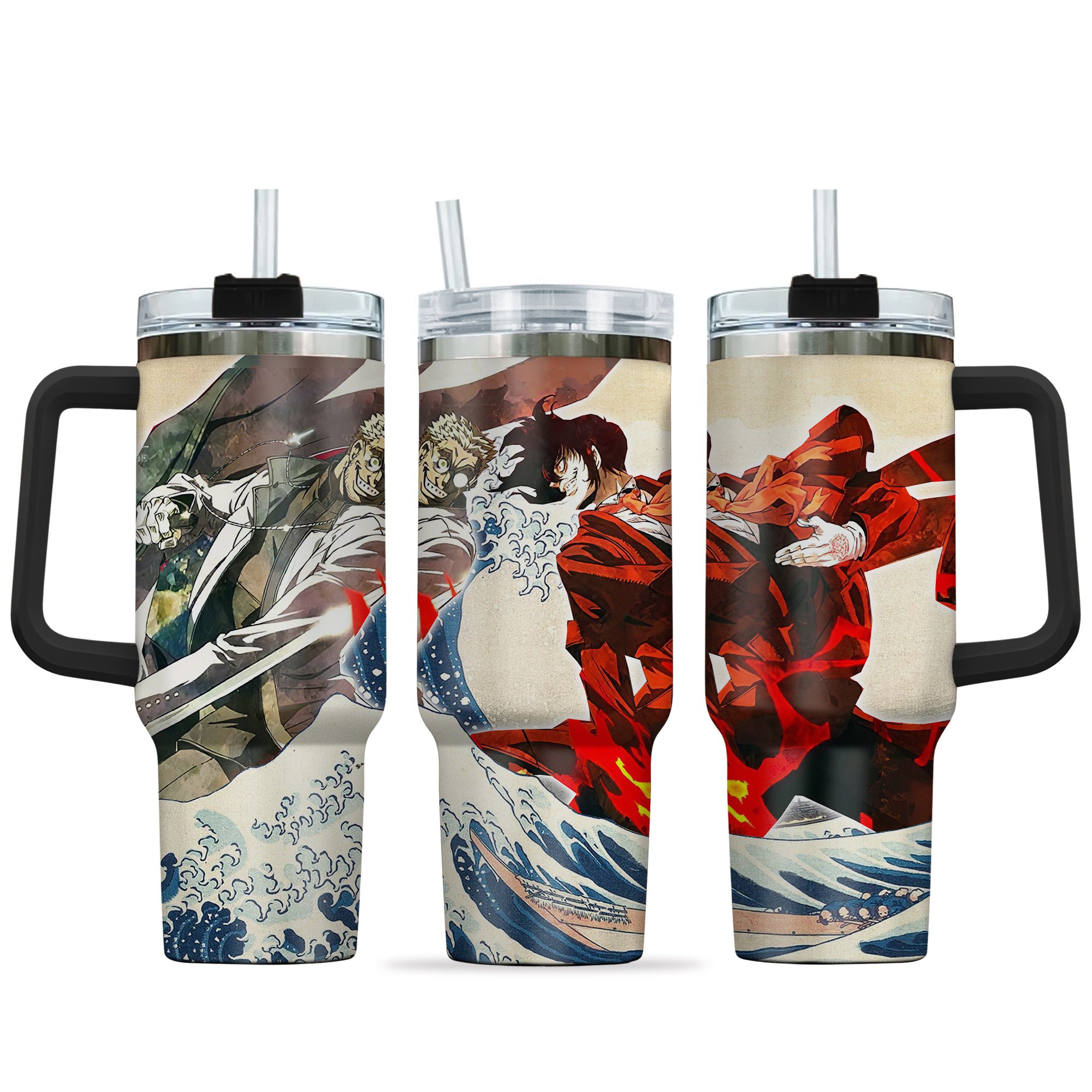 Hydratemerch Alucard Hellsing Anime Custom Stanley Quencher 40oz Stainless Steel Tumbler With Handle