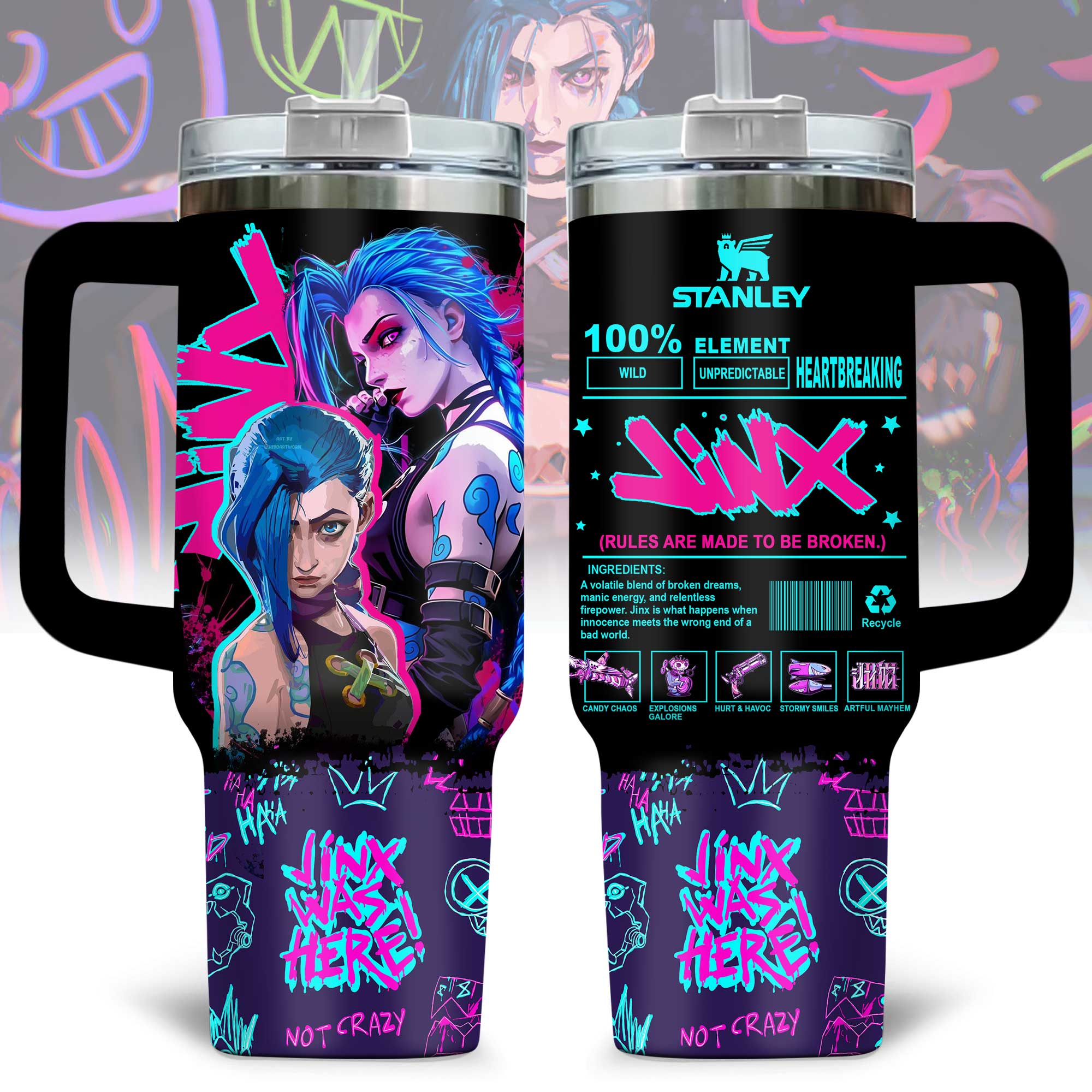 Hydratemerch Arcane Movies Custom Stanley Quencher 40oz Stainless Steel Tumbler With Handle