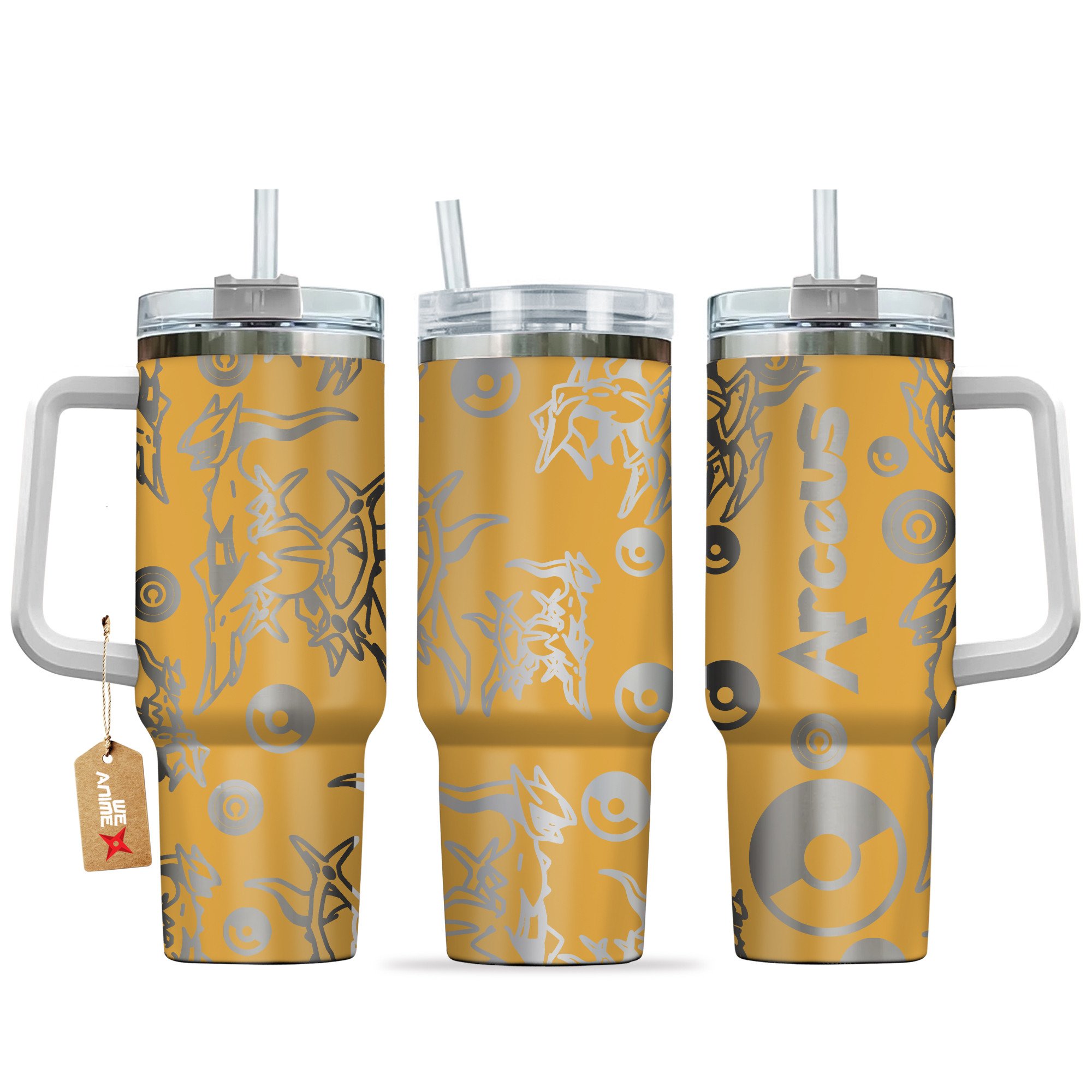Hydratemerch Arceus Pokemon Anime Custom Stanley Quencher 40oz Stainless Steel Tumbler With Handle