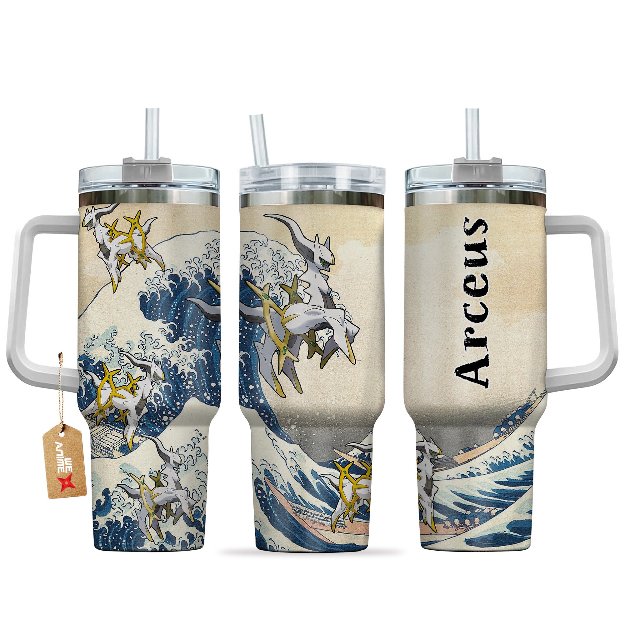 Hydratemerch Arceus Pokemon Anime Custom Stanley Quencher 40oz Stainless Steel Tumbler With Handle