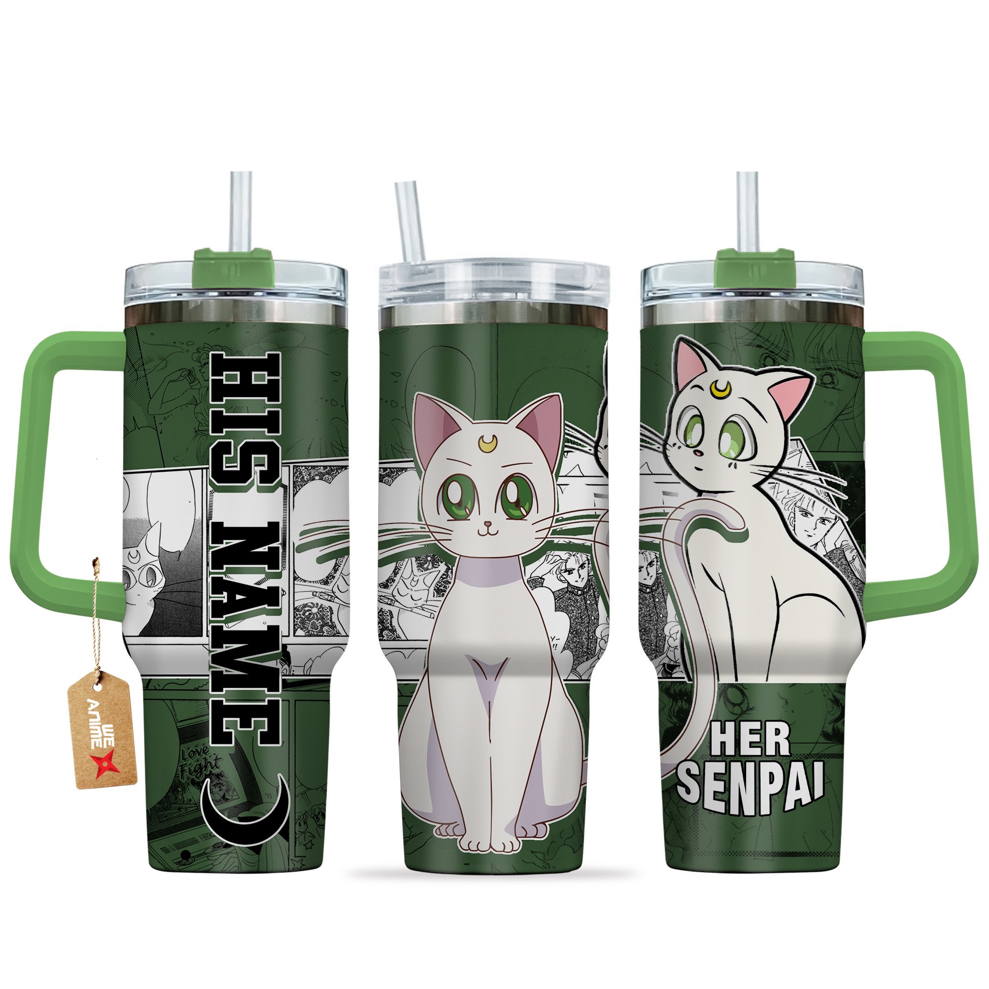 Hydratemerch Artemis Sailor Moon Anime Custom Stanley Quencher 40oz Stainless Steel Tumbler With Handle
