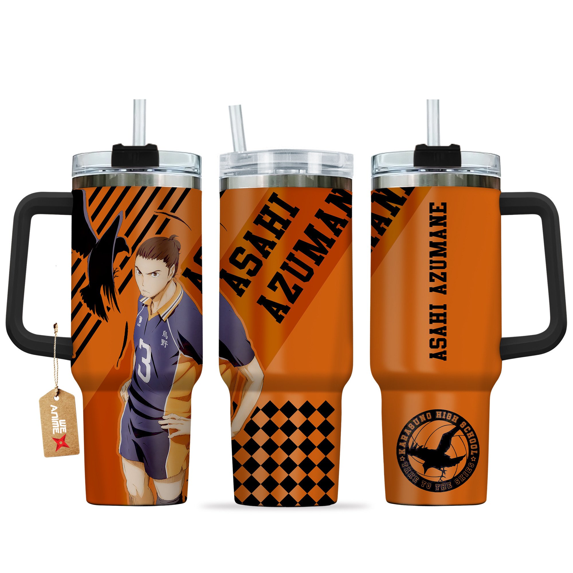 Hydratemerch Asahi Azumane Haikyu!! Anime Custom Stanley Quencher 40oz Stainless Steel Tumbler With Handle