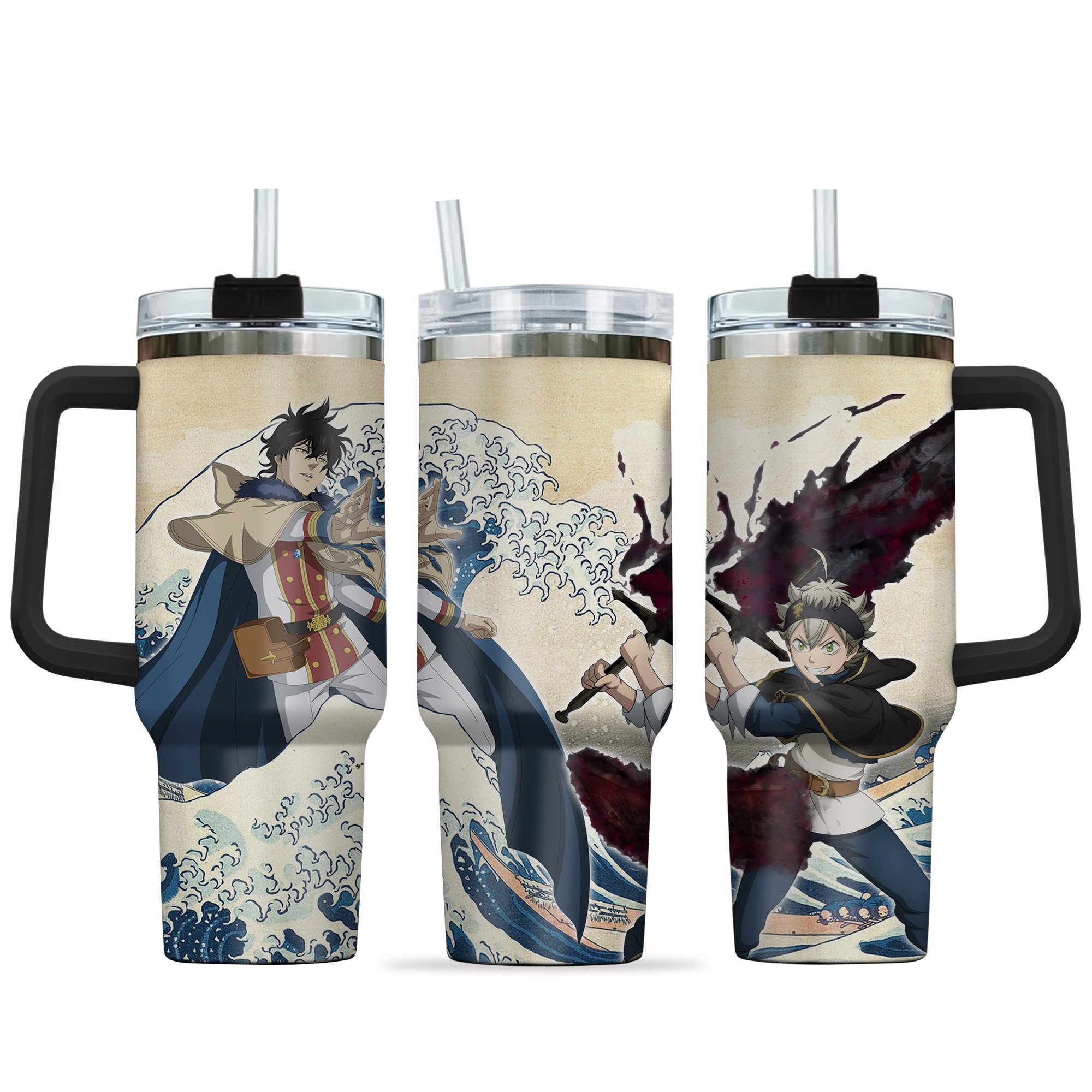Hydratemerch Asta x Yuno Anime Custom Stanley Quencher 40oz Stainless Steel Tumbler With Handle