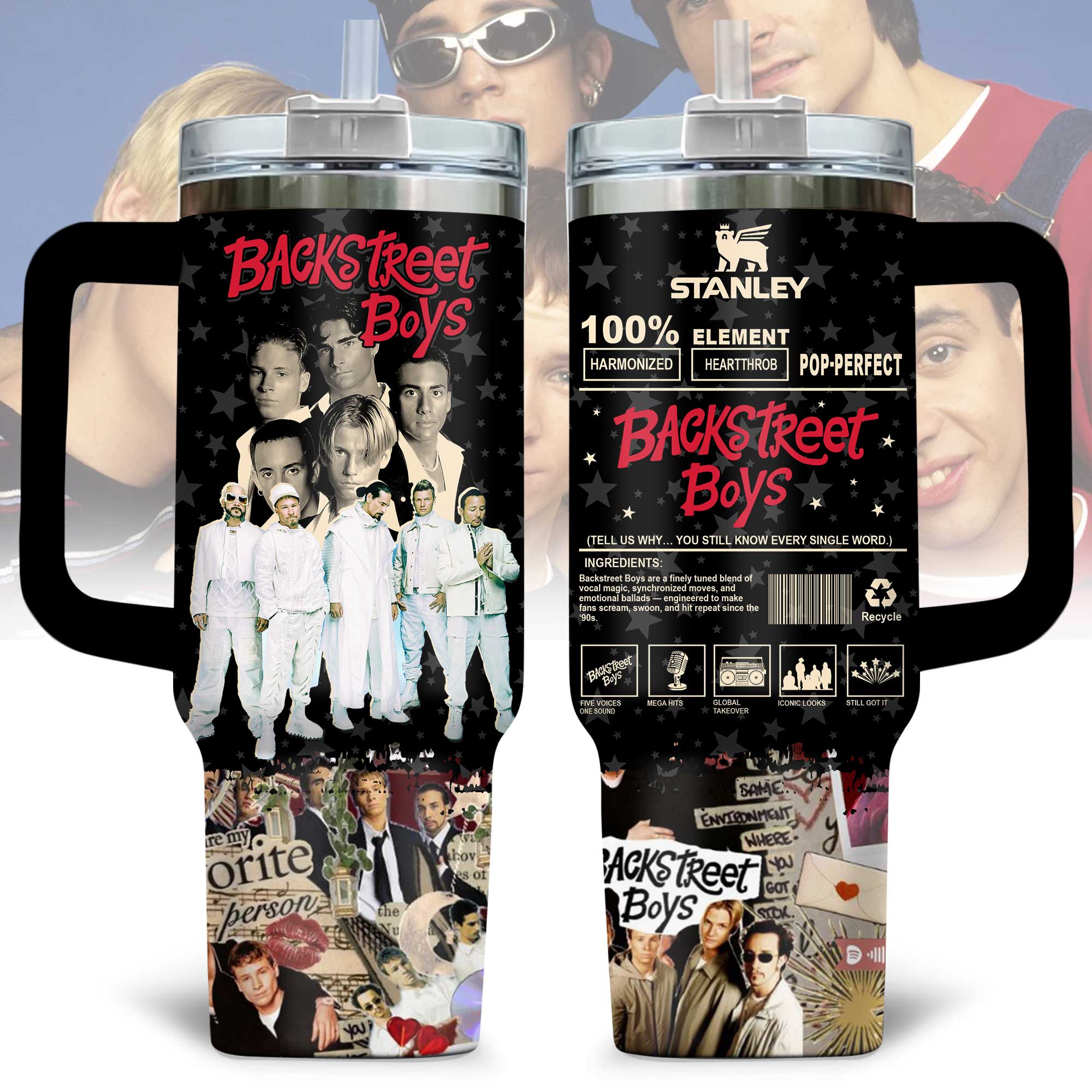 Hydratemerch Backstreet Boys Music Custom Stanley Quencher 40oz Stainless Steel Tumbler With Handle