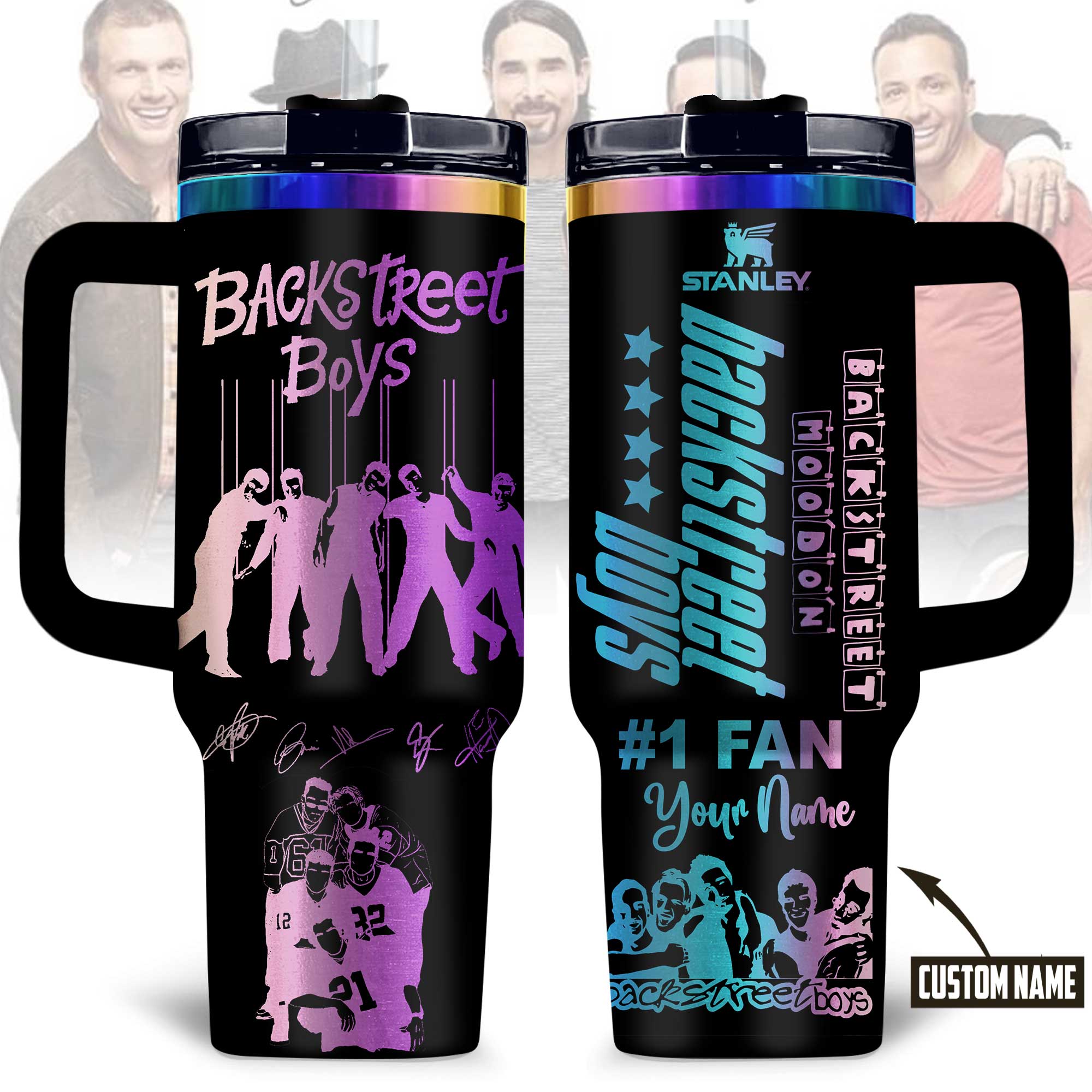 Hydratemerch Backstreet Boys Music Custom Stanley Quencher 40oz Stainless Steel Tumbler With Handle