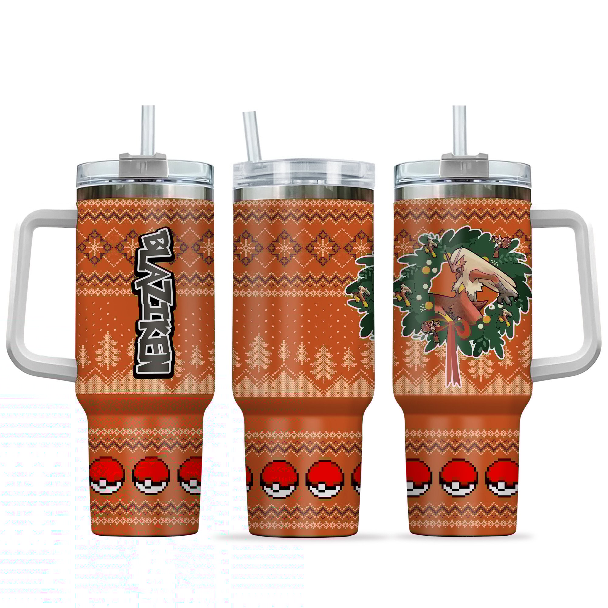 Hydratemerch Blaziken Pokemon Anime Custom Stanley Quencher 40oz Stainless Steel Tumbler With Handle