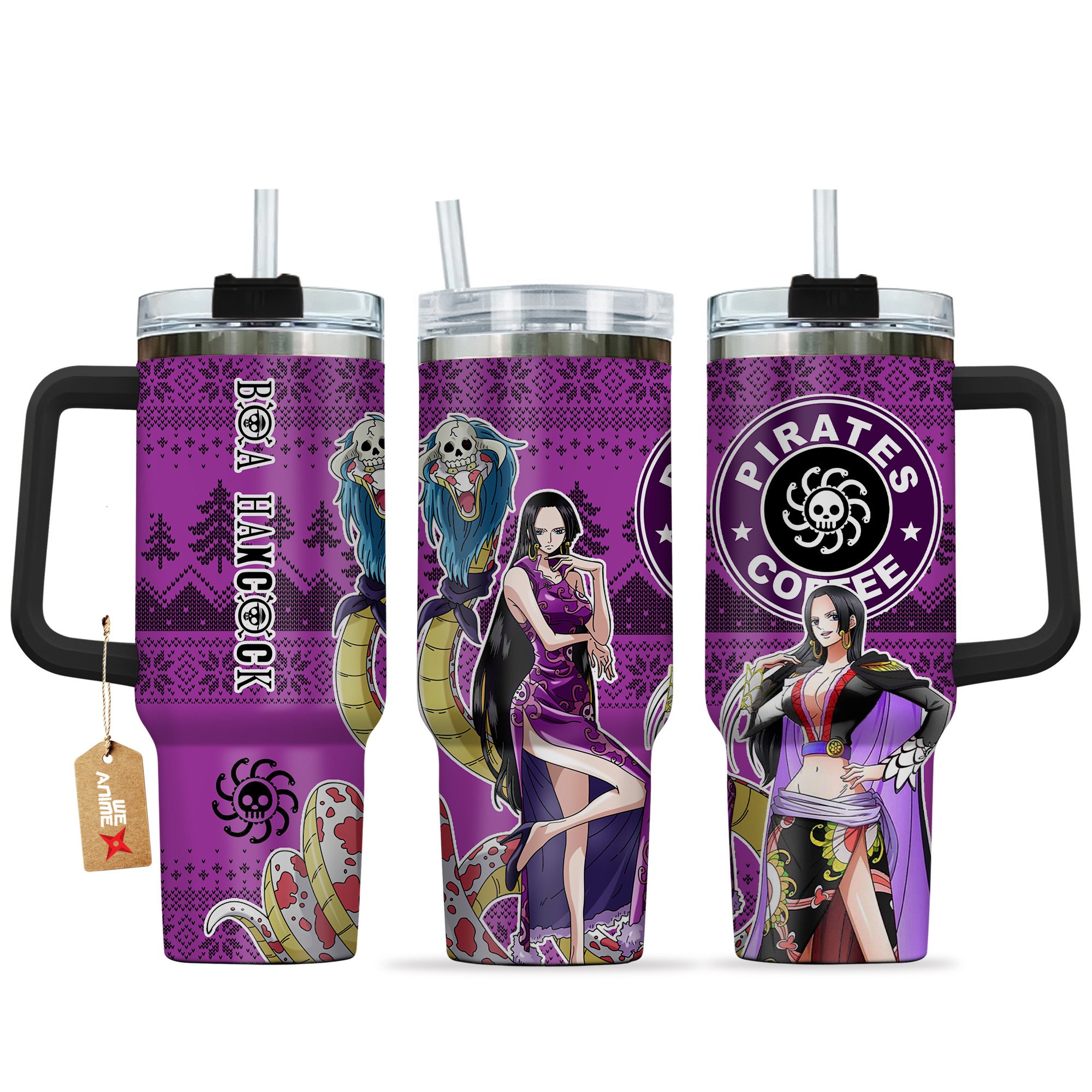 Hydratemerch Boa Hancock One Piece Anime Custom Stanley Quencher 40oz Stainless Steel Tumbler With Handle