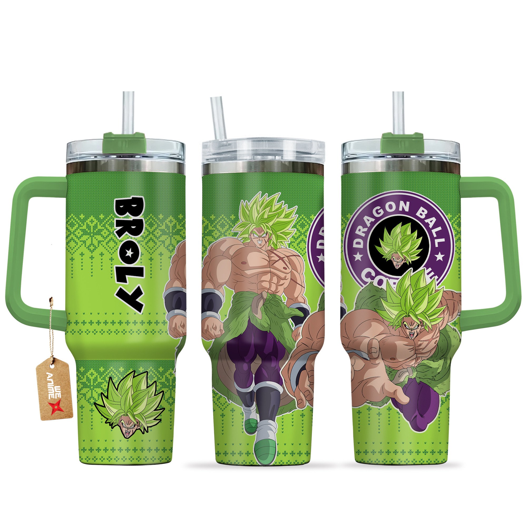Hydratemerch Broly Legendary Super Saiyan Dragon Ball z Anime Custom Stanley Quencher 40oz Stainless Steel Tumbler With Handle