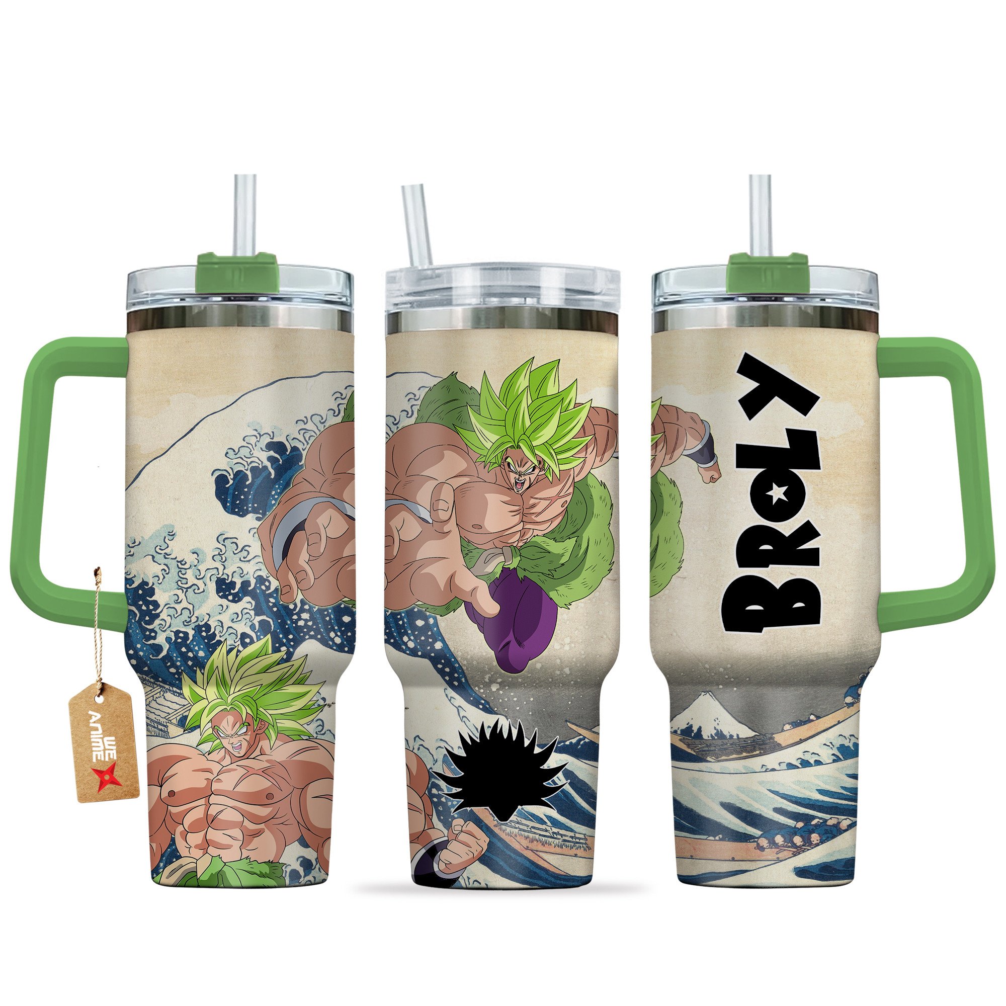 Hydratemerch Broly Super Saiyan Dragon Ball Anime Custom Stanley Quencher 40oz Stainless Steel Tumbler With Handle