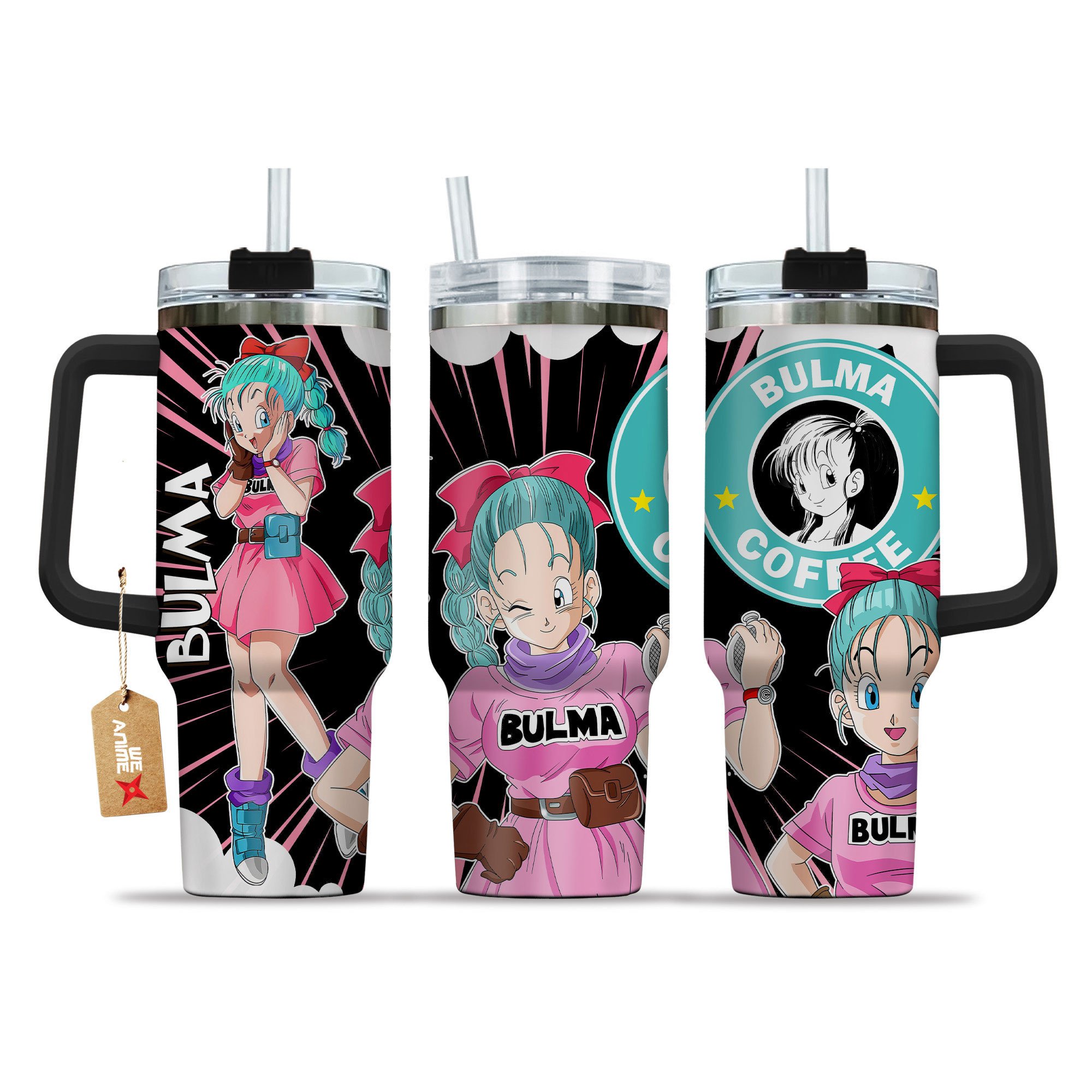Hydratemerch Bulma Dragon Ball Anime Custom Stanley Quencher 40oz Stainless Steel Tumbler With Handle
