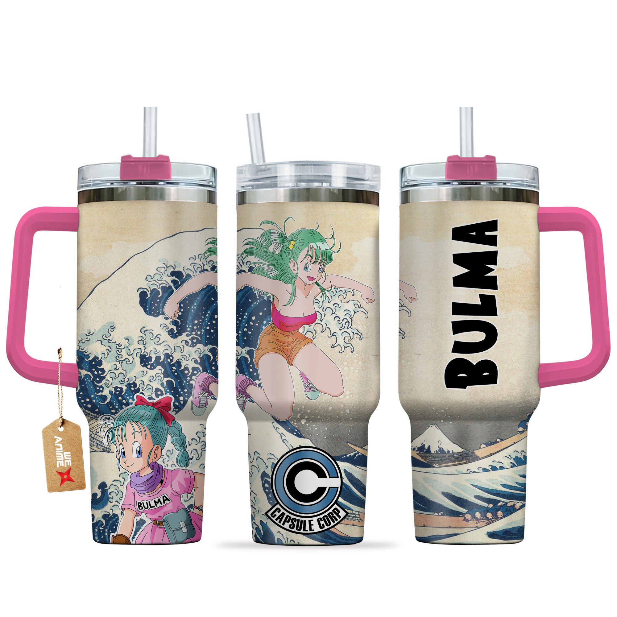 Hydratemerch Bulma Dragon Ball Anime Custom Stanley Quencher 40oz Stainless Steel Tumbler With Handle