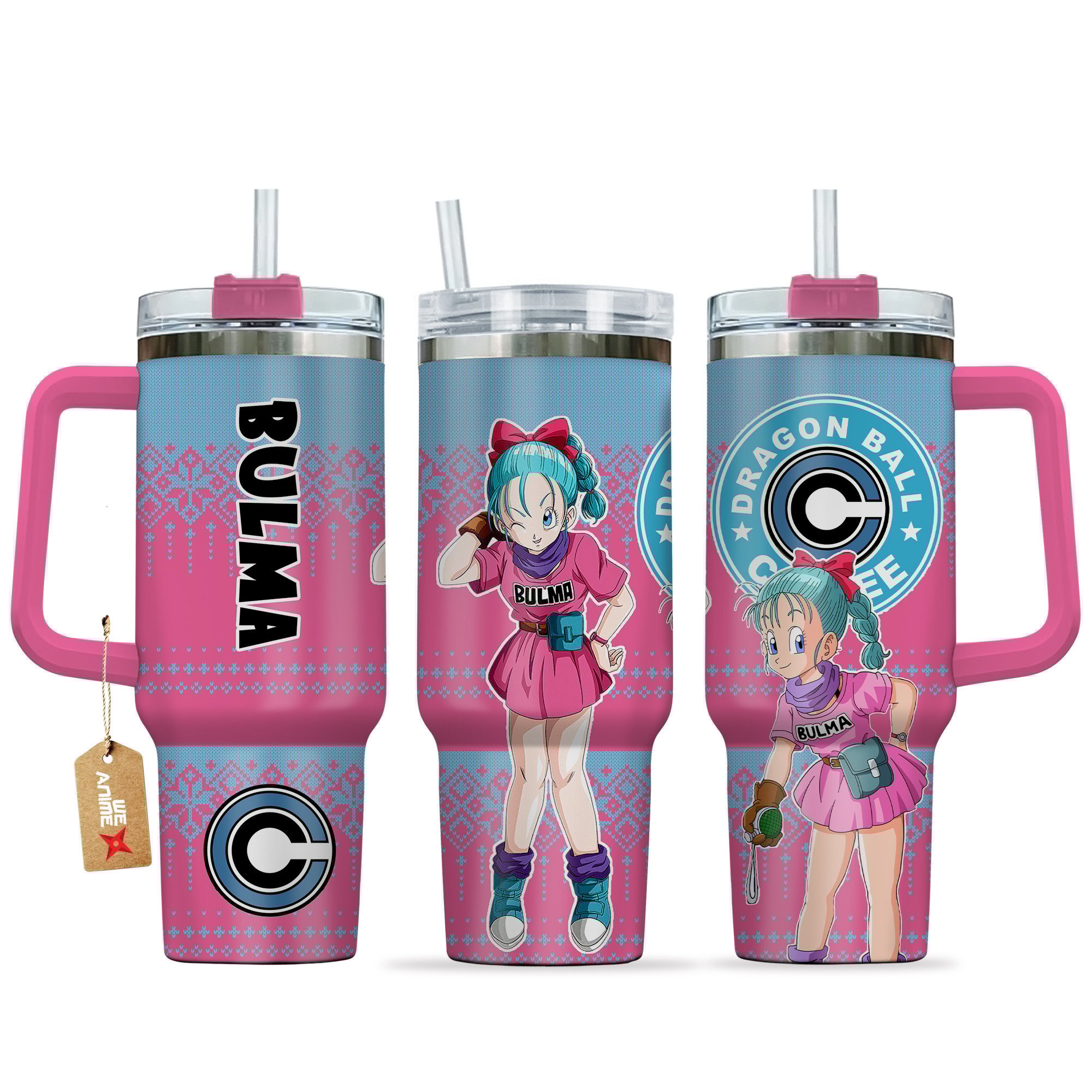 Hydratemerch Bulma Dragon Ball Anime Custom Stanley Quencher 40oz Stainless Steel Tumbler With Handle