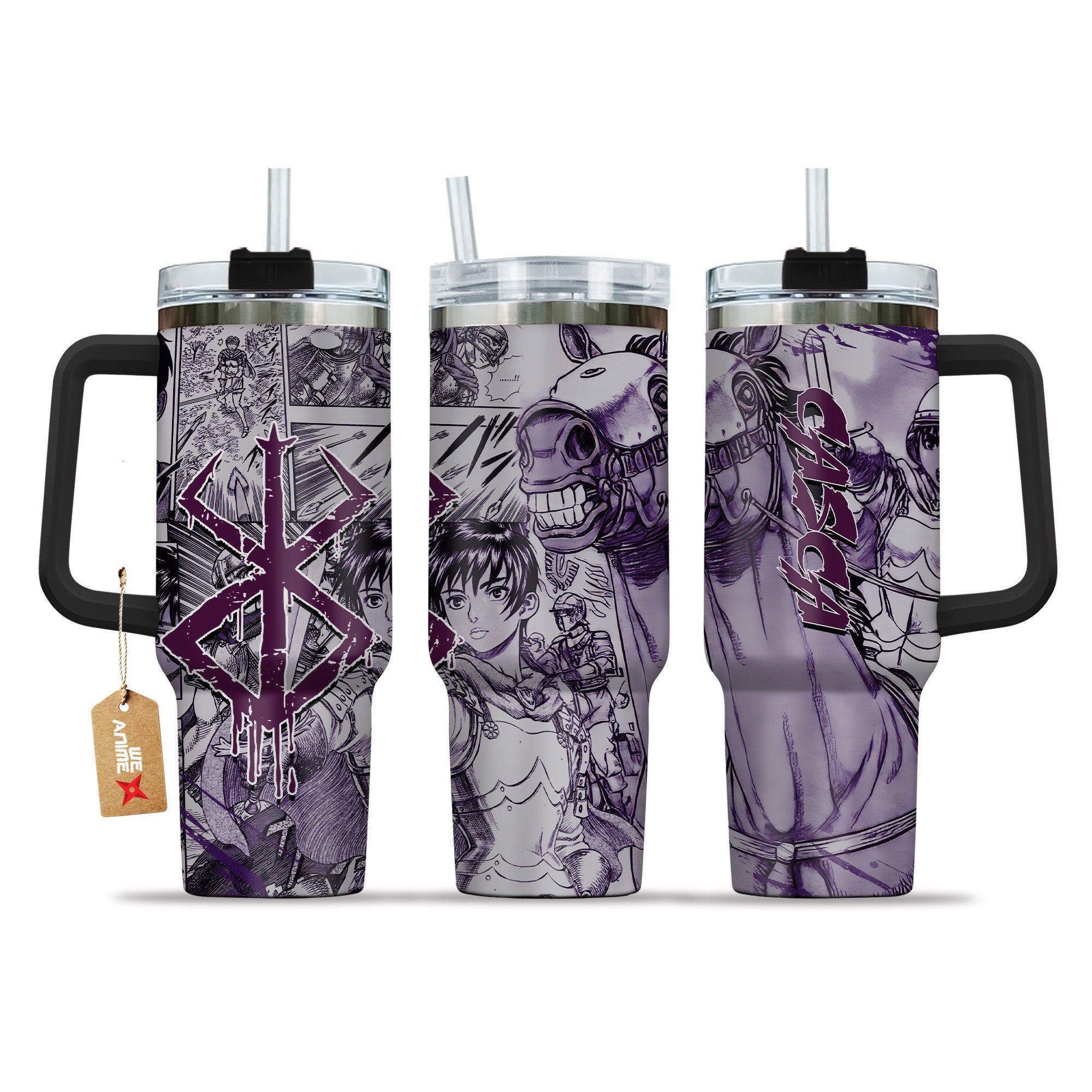 Hydratemerch Casca Berserk Anime Custom Stanley Quencher 40oz Stainless Steel Tumbler With Handle