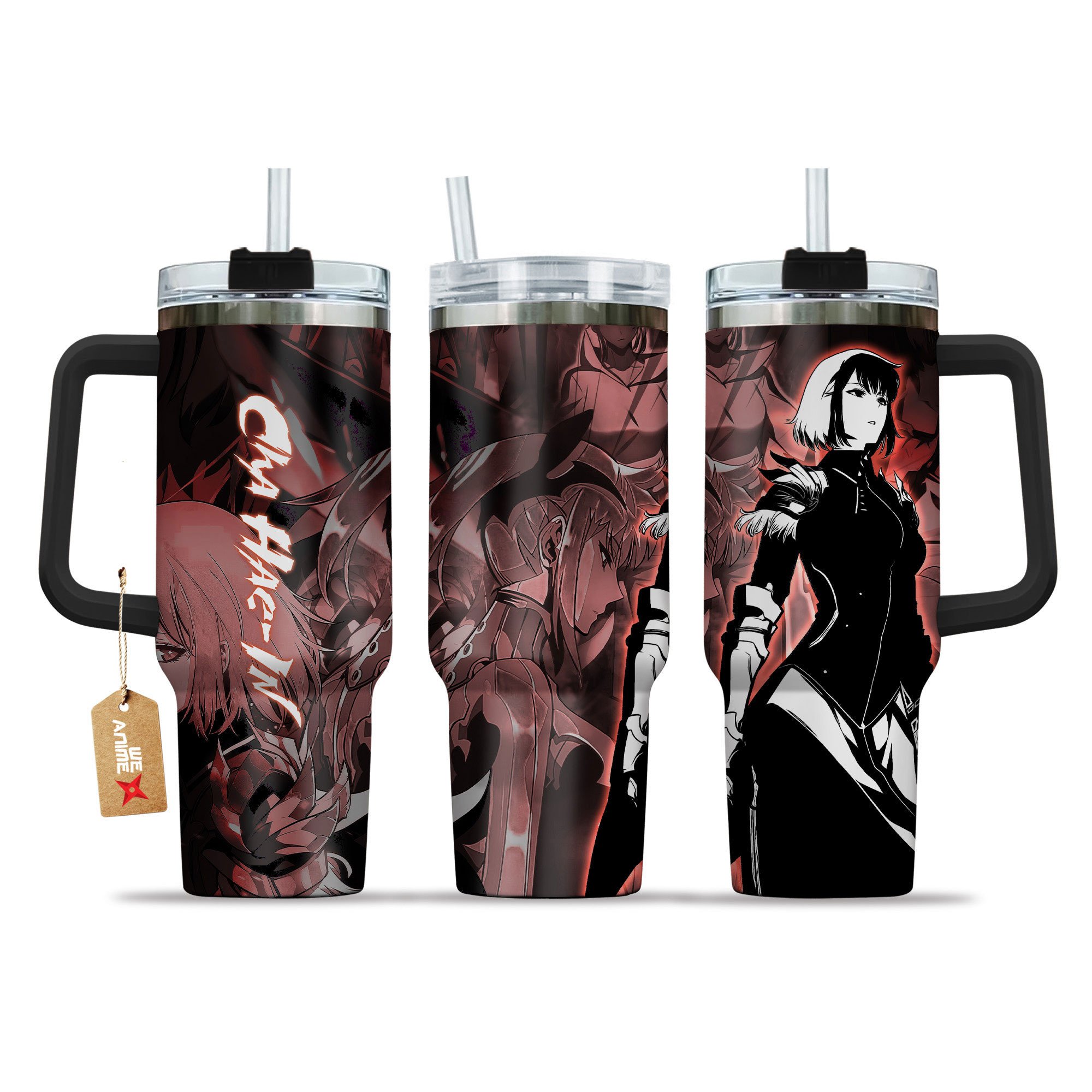 Hydratemerch Cha Hae-In Solo Leveling Anime Custom Stanley Quencher 40oz Stainless Steel Tumbler With Handle