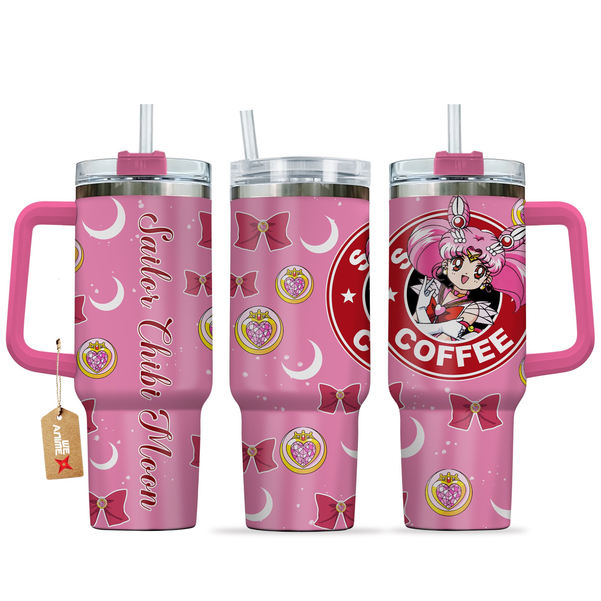 Hydratemerch Chibiusa Sailor Moon Anime Custom Stanley Quencher 40oz Stainless Steel Tumbler With Handle