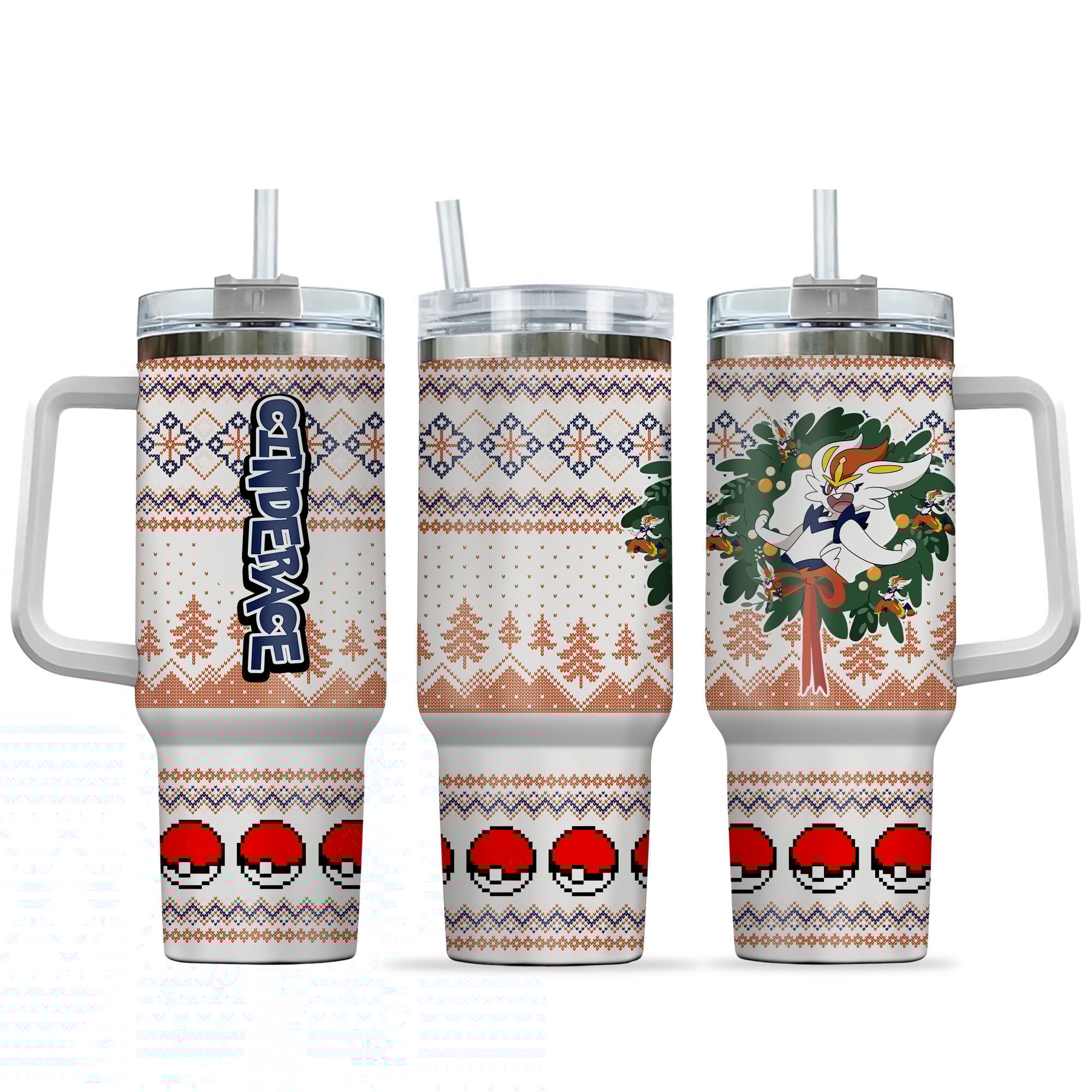 Hydratemerch Cinderace Pokemon Anime Custom Stanley Quencher 40oz Stainless Steel Tumbler With Handle