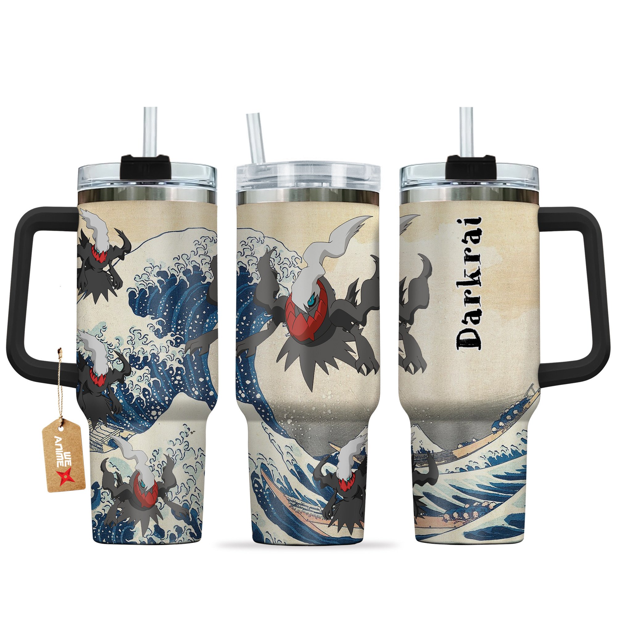 Hydratemerch Darkrai Pokemon Anime Custom Stanley Quencher 40oz Stainless Steel Tumbler With Handle