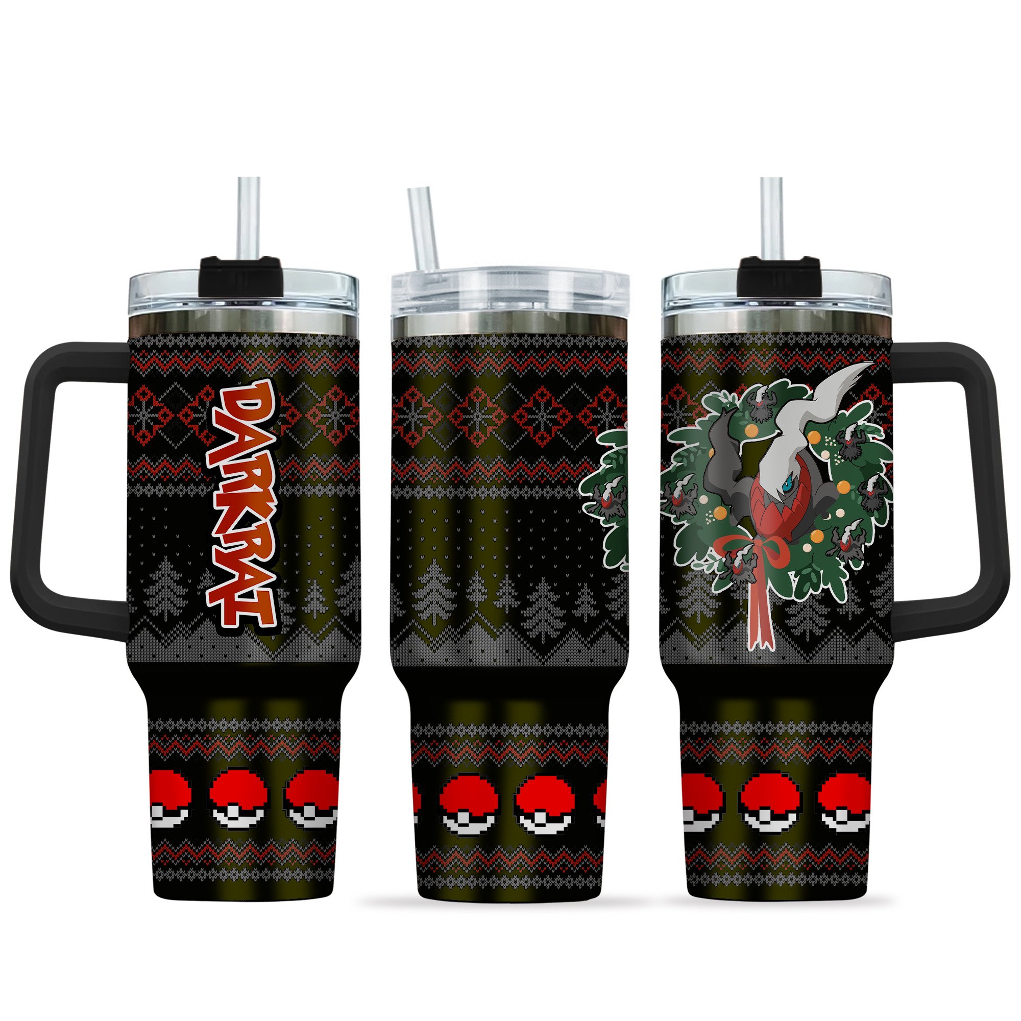 Hydratemerch Darkrai Pokemon Anime Custom Stanley Quencher 40oz Stainless Steel Tumbler With Handle