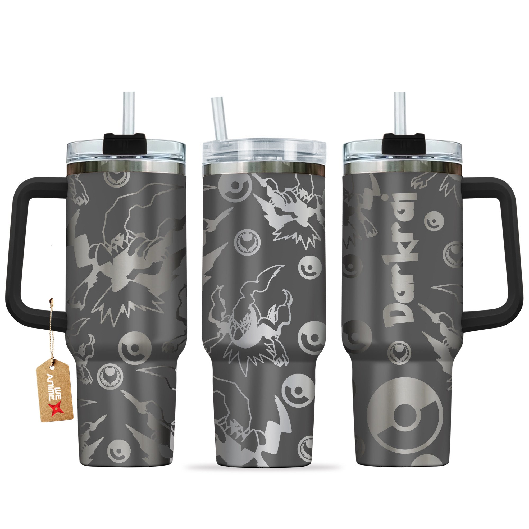 Hydratemerch Darkrai Pokemon Anime Custom Stanley Quencher 40oz Stainless Steel Tumbler With Handle