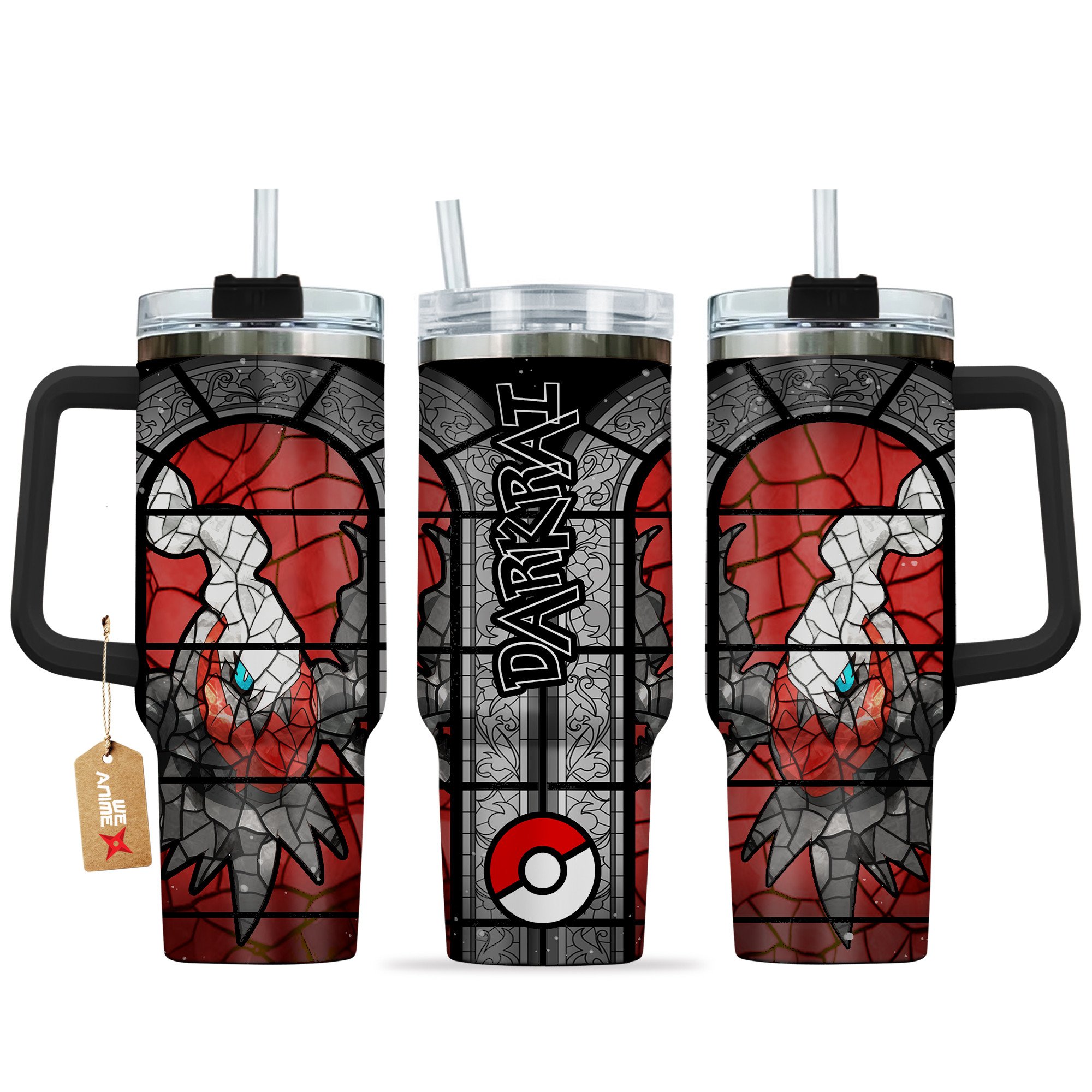 Hydratemerch Darkrai Pokemon Anime Custom Stanley Quencher 40oz Stainless Steel Tumbler With Handle