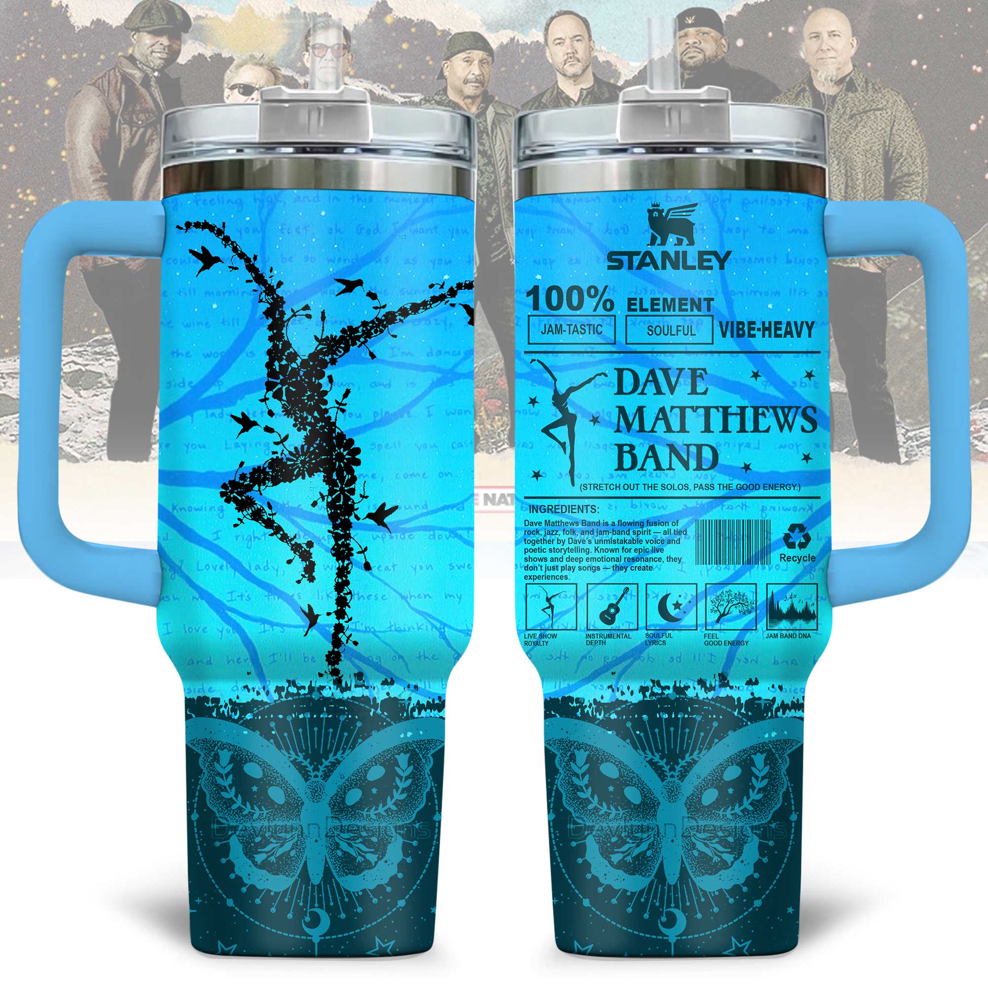 Hydratemerch Dave Matthews Music Custom Stanley Quencher 40oz Stainless Steel Tumbler With Handle