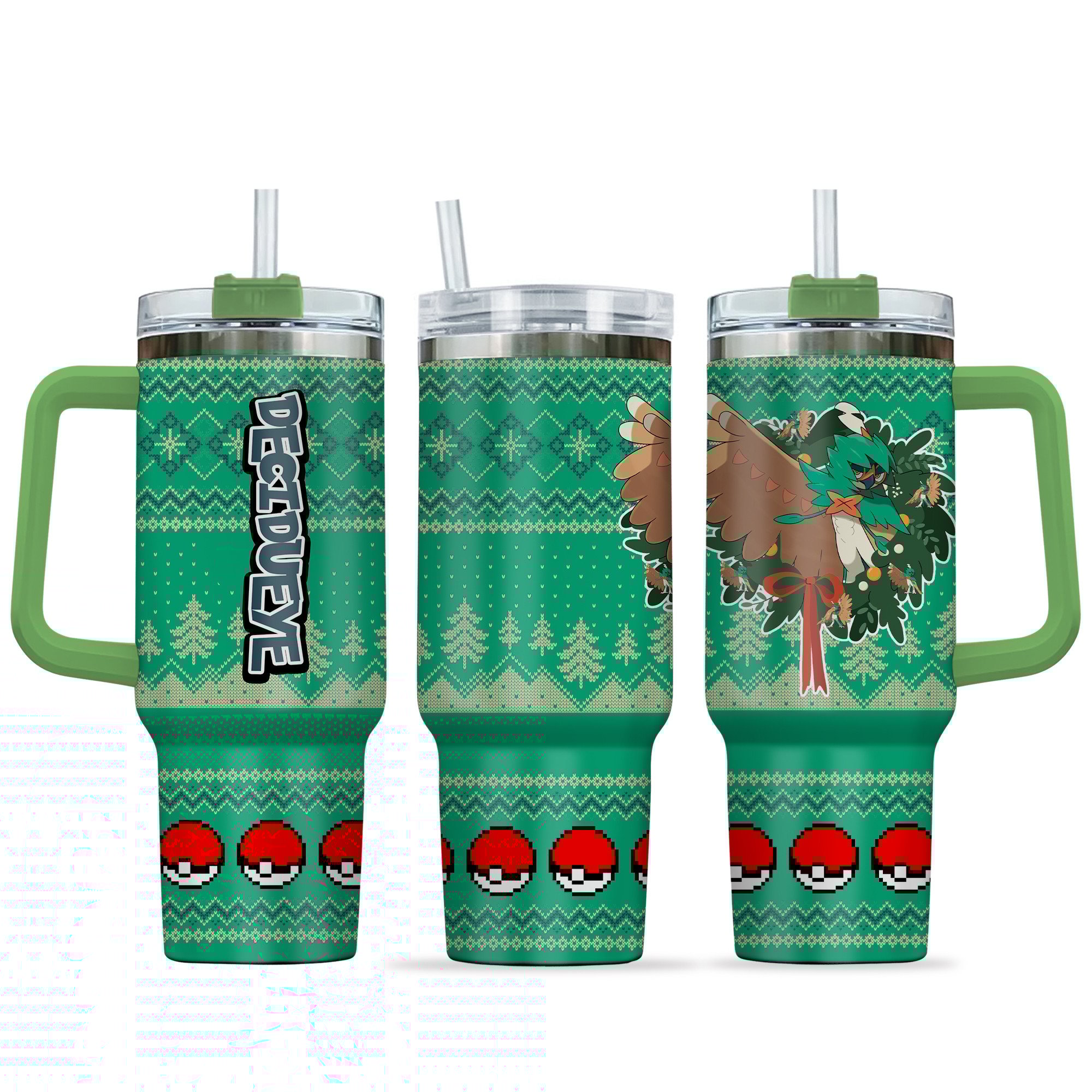 Hydratemerch Decidueye Pokemon Anime Custom Stanley Quencher 40oz Stainless Steel Tumbler With Handle