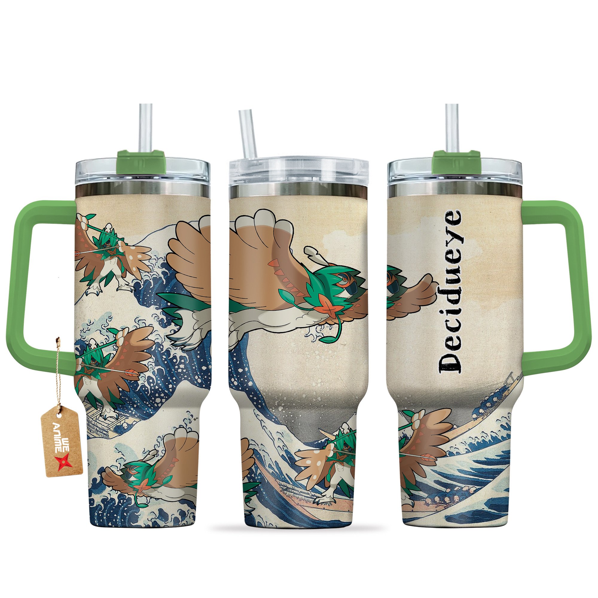 Hydratemerch Decidueye Pokemon Anime Custom Stanley Quencher 40oz Stainless Steel Tumbler With Handle