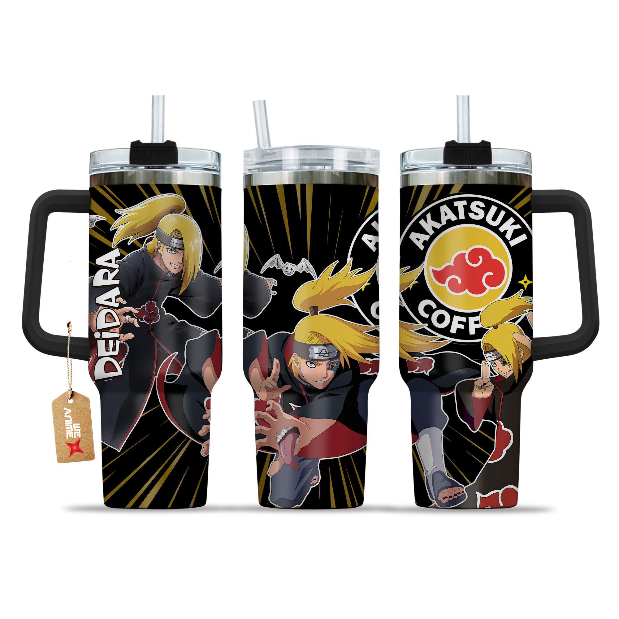 Hydratemerch Deidara Naruto Anime Custom Stanley Quencher 40oz Stainless Steel Tumbler With Handle